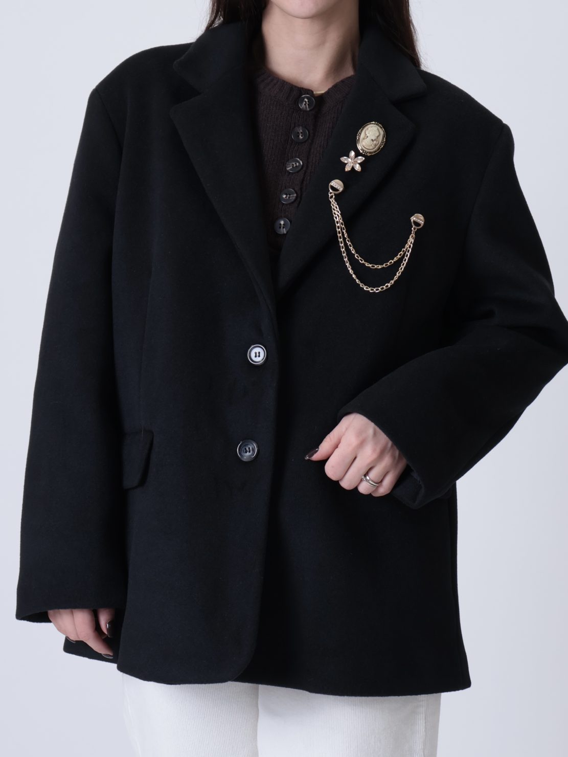 Giacca cappotto spille nero