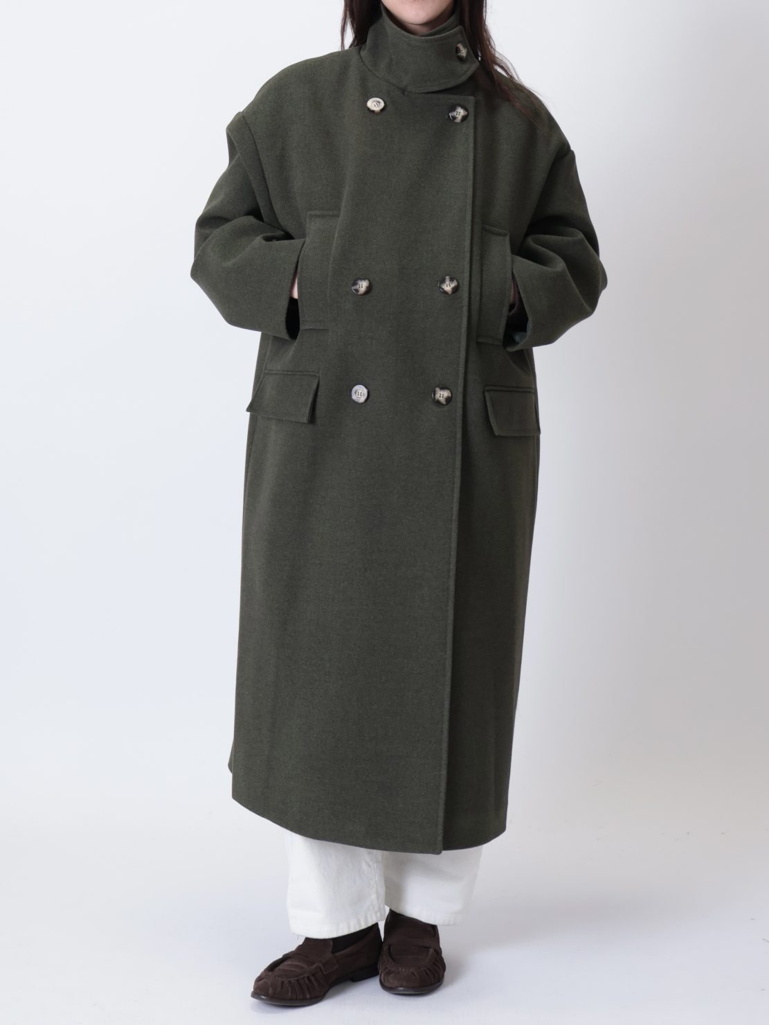 Cappotto collo alto militare