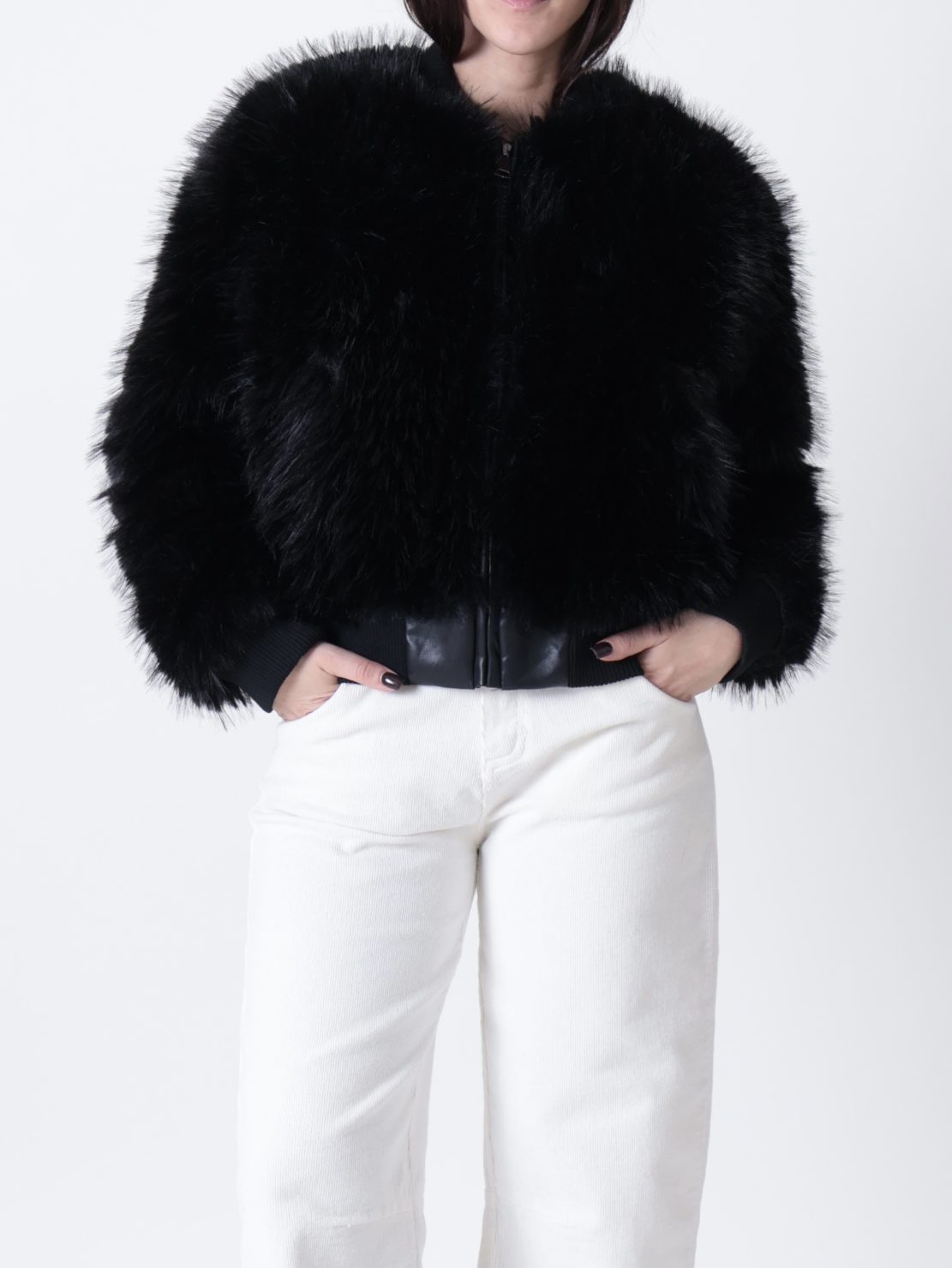 Pelliccia bomber nero