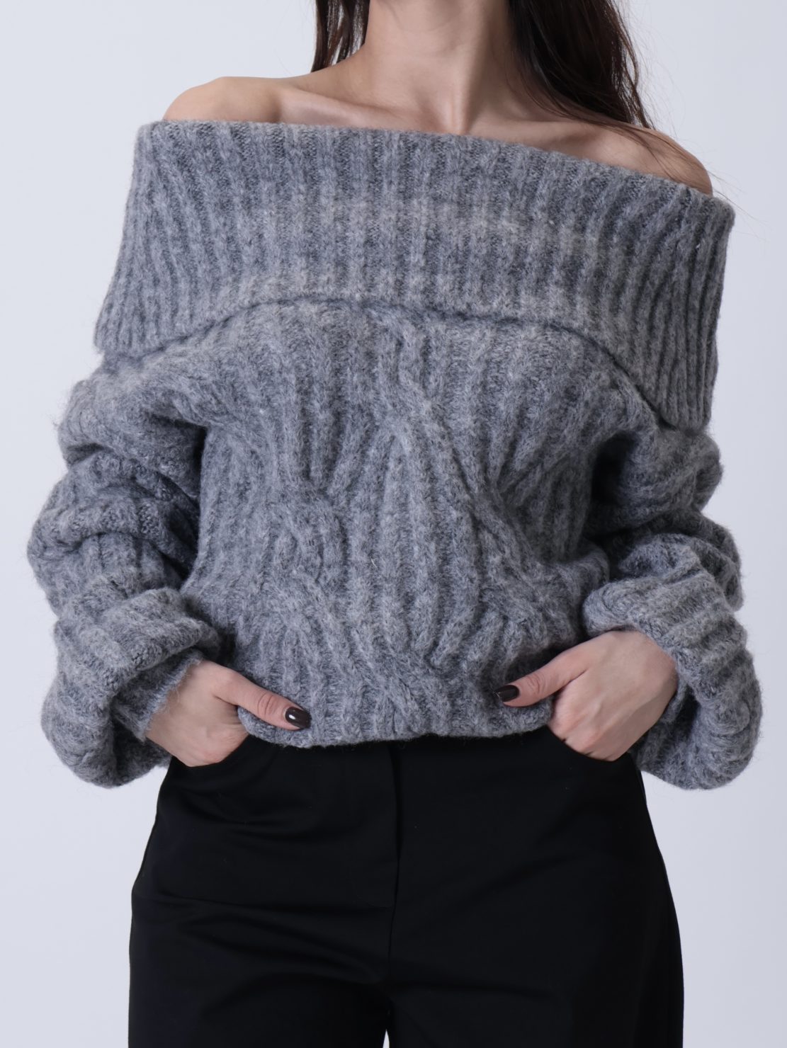 Maglione collo schiffer grigio