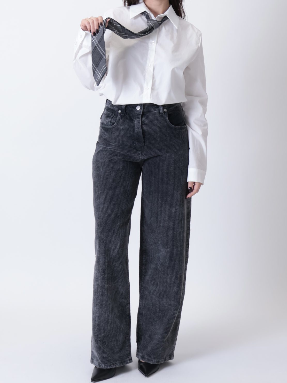 Pantalone bella velluto nero slavato