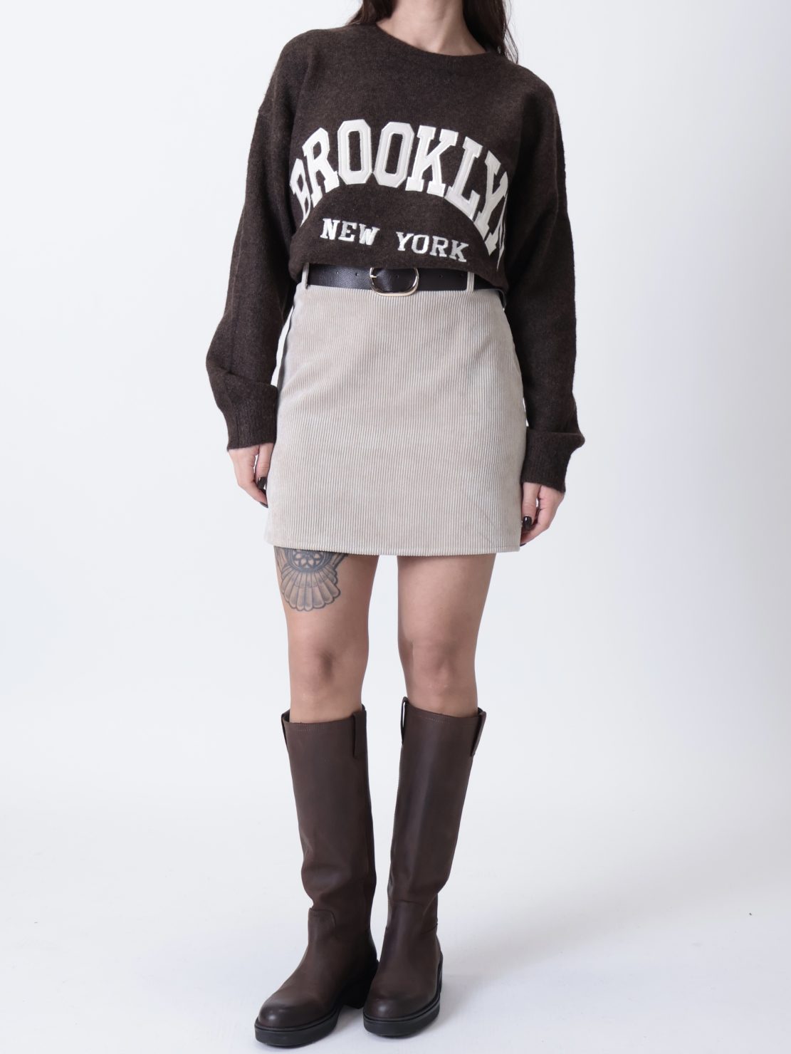 Minigonna velluto beige