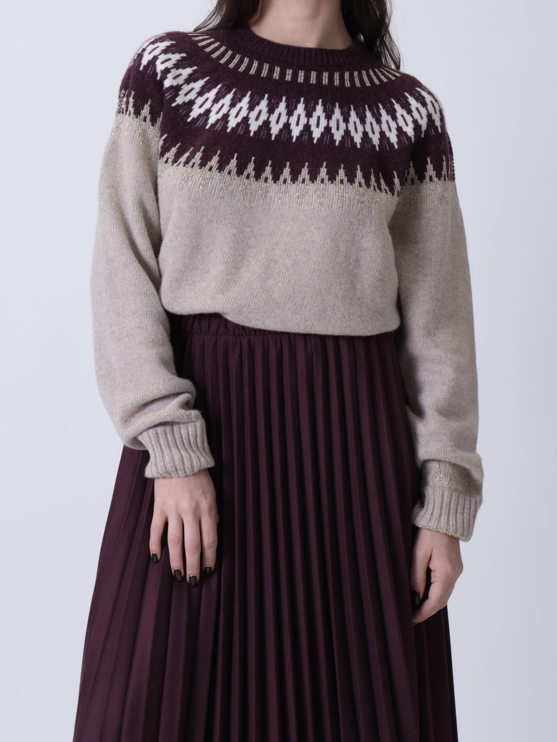 Maglione norvegese beige/bordeaux