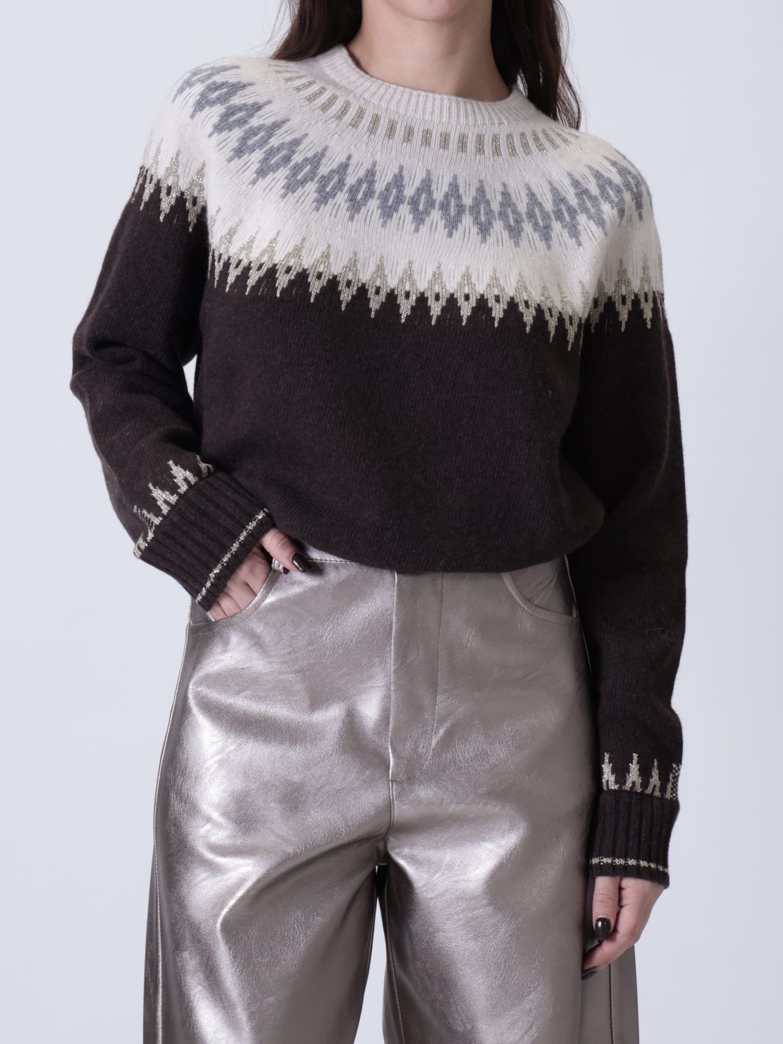 Maglione norvegese moro/panna