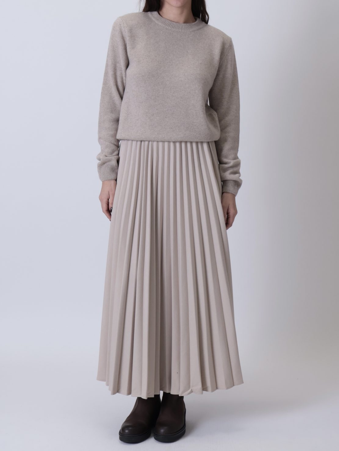 Gonna midi plissettata panna