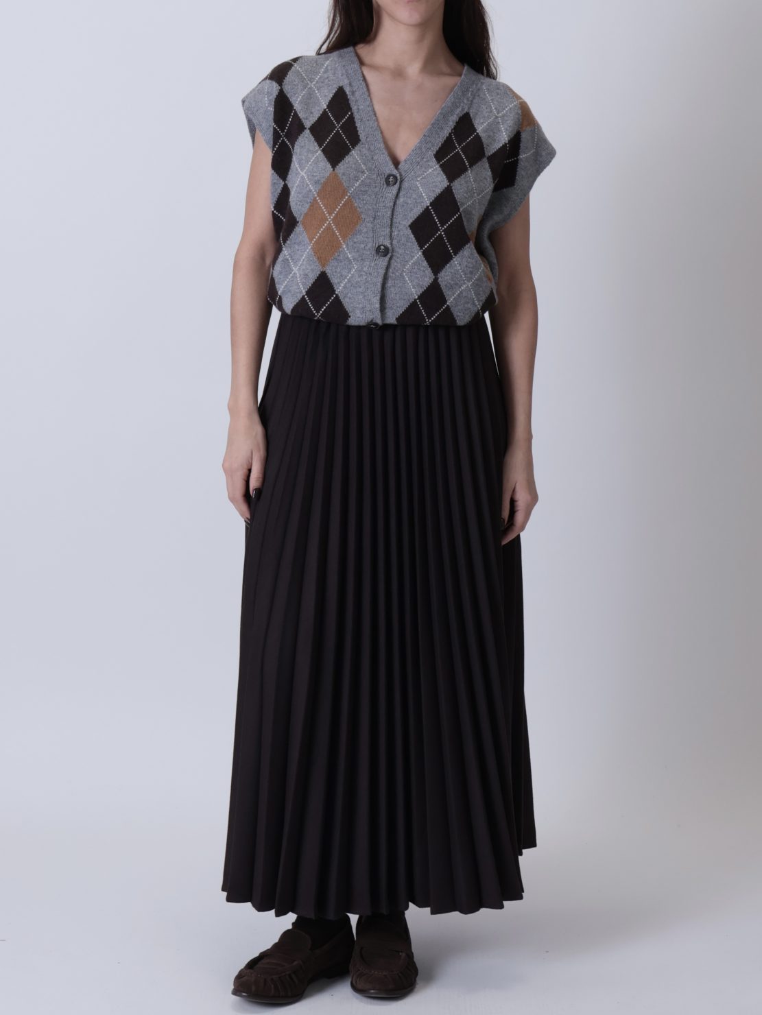 Gonna midi plissettata moro