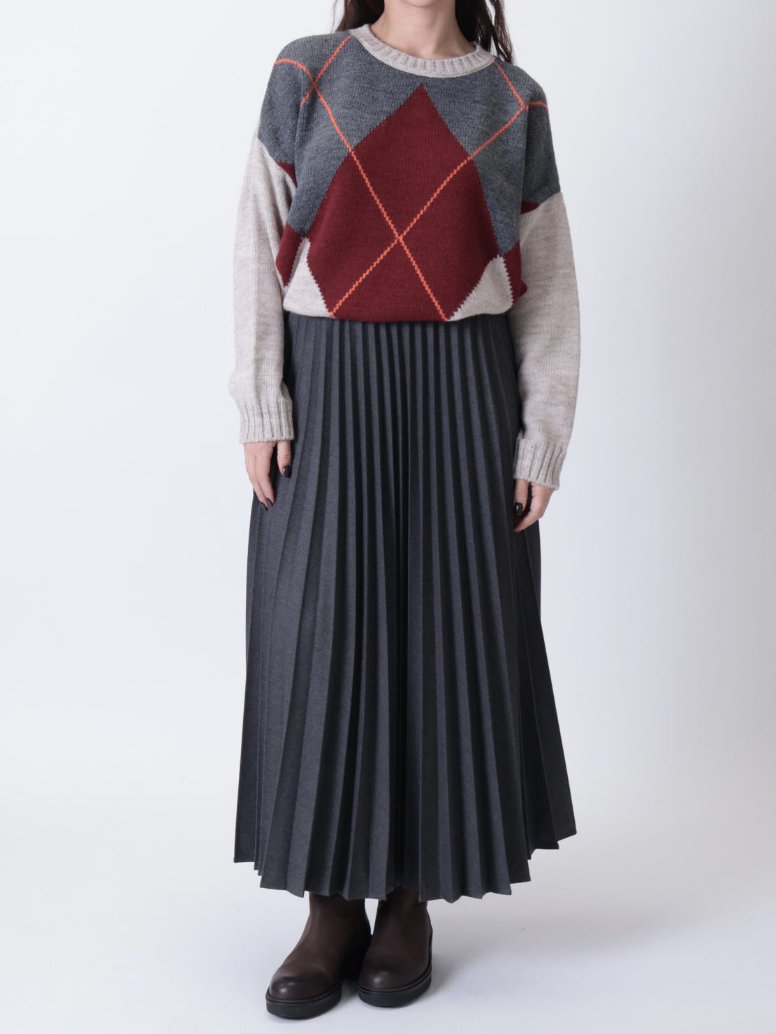 Gonna midi plissettata antracite