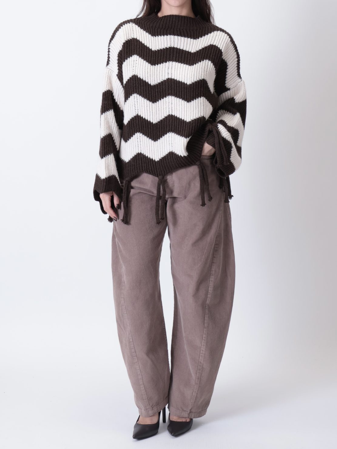 Maglione peneri cioccolato/panna