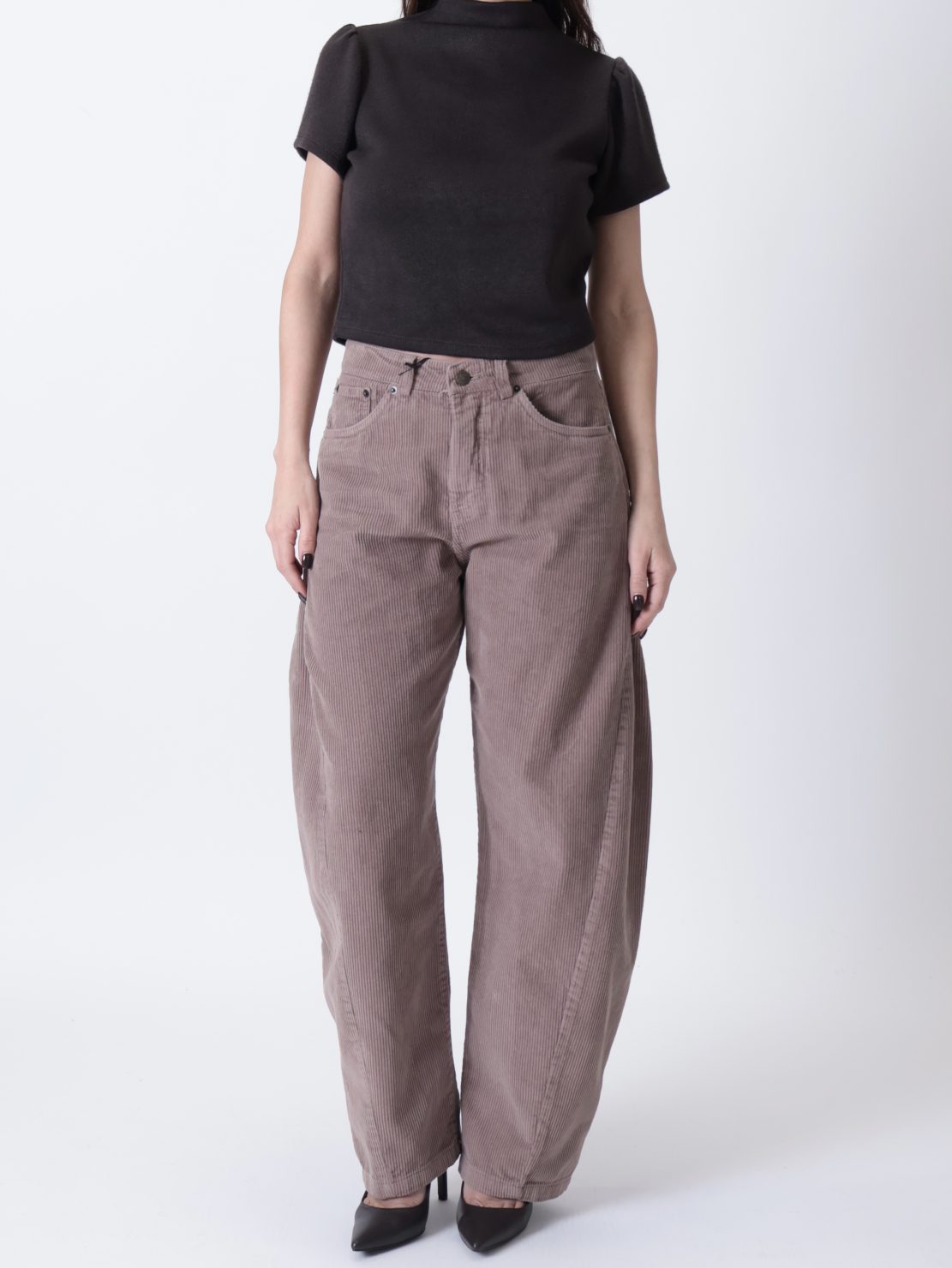 Pantalone balloon velluto taupe