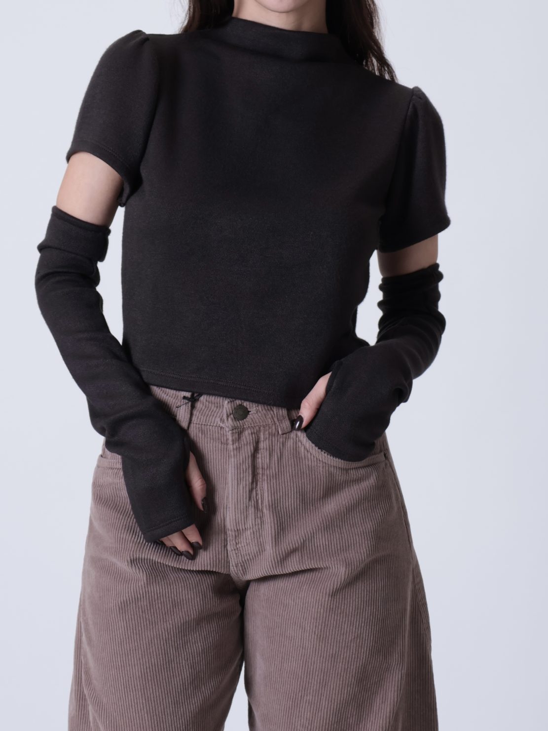 Lupetto manica corta con manicotti moro PREORDINE 20/11