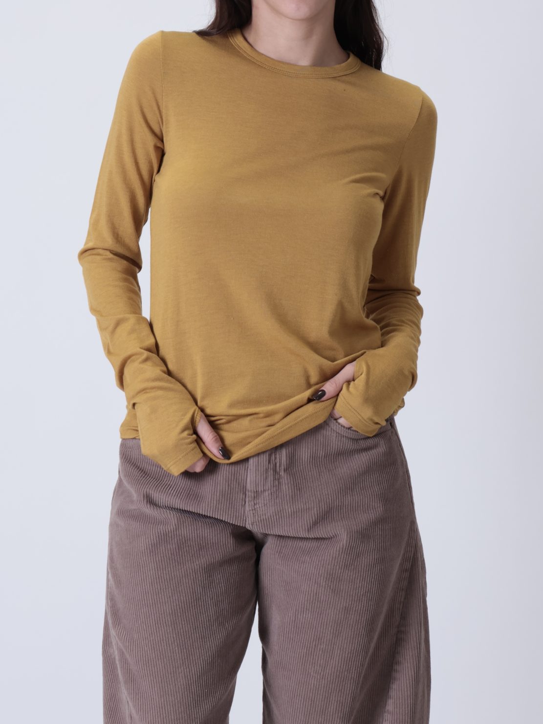 Maglia girocolllo modal/lana senape