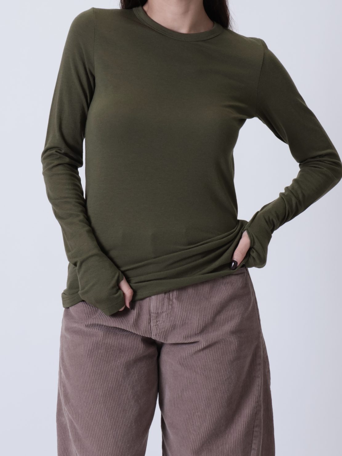 Maglia girocolllo modal/lana militare