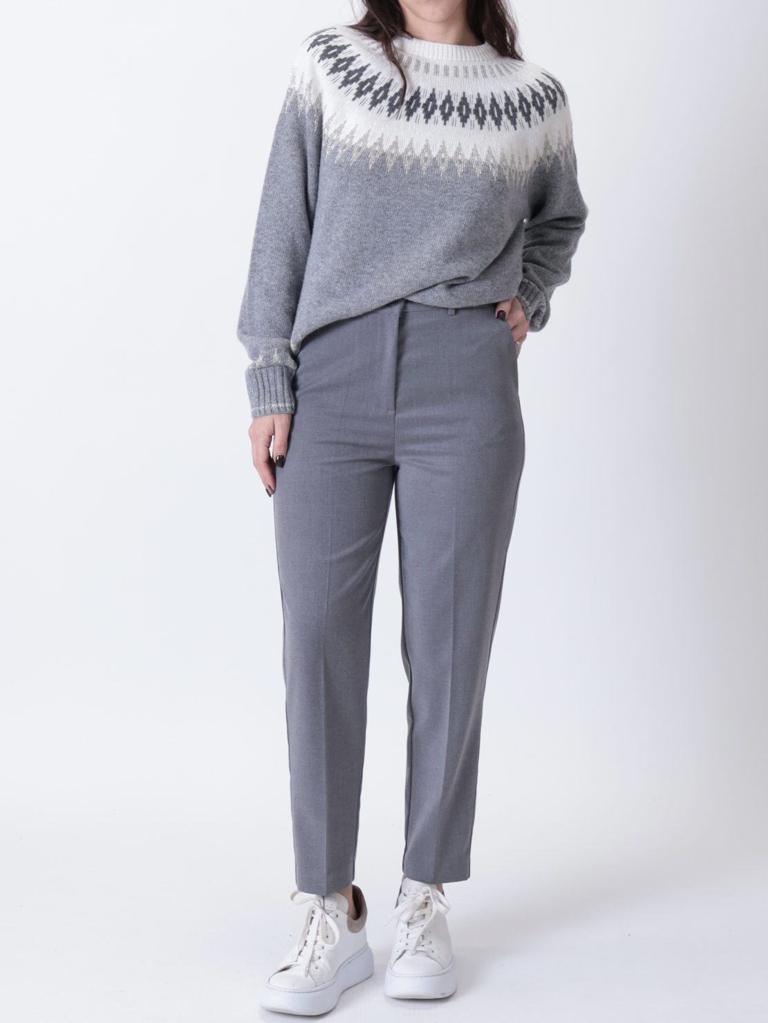 Pantalone sigaretta elastico retro grigio