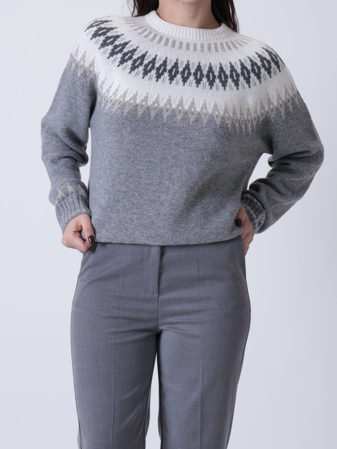 Maglione norvegese grigio/panna