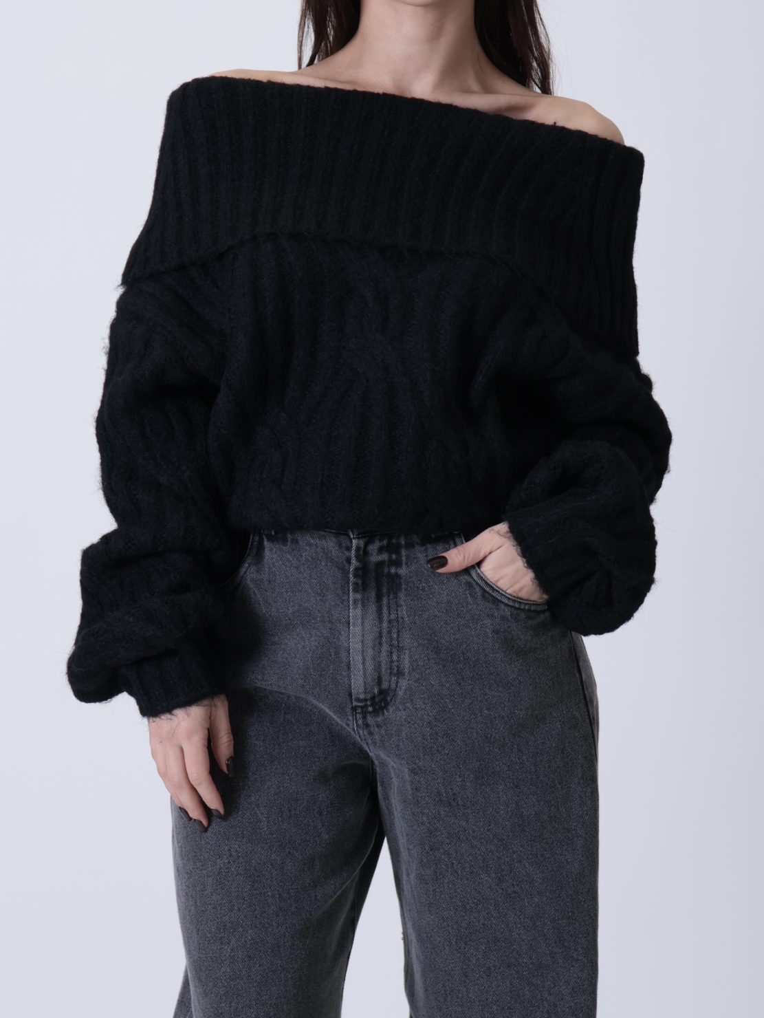 Maglione collo schiffer nero