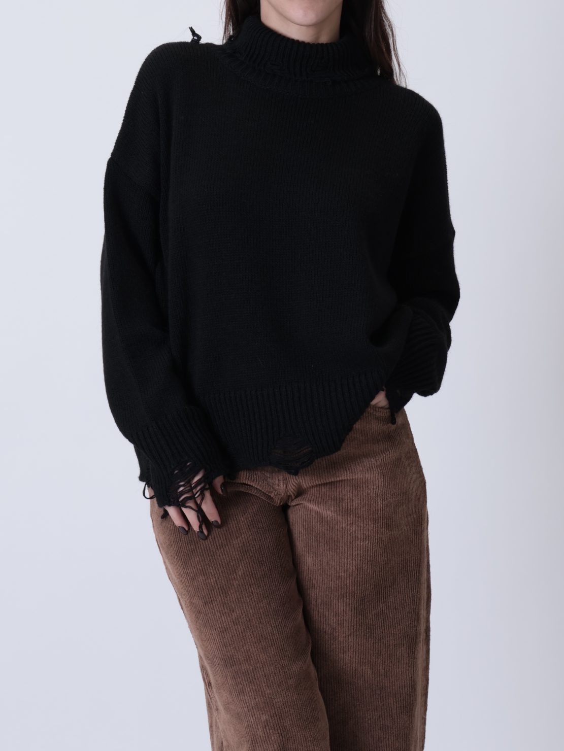 Lupetto strappi nero