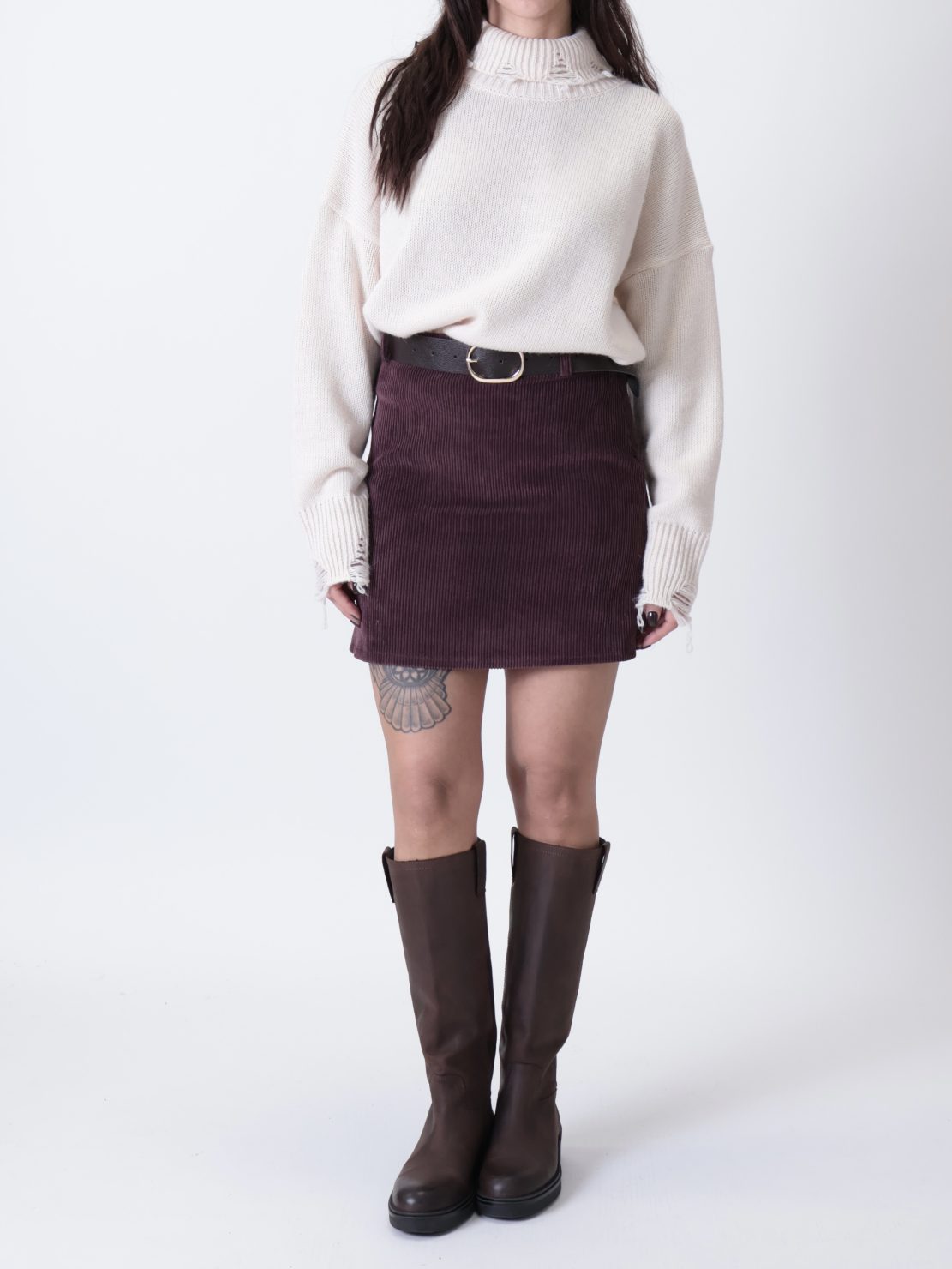 Minigonna velluto bordeaux