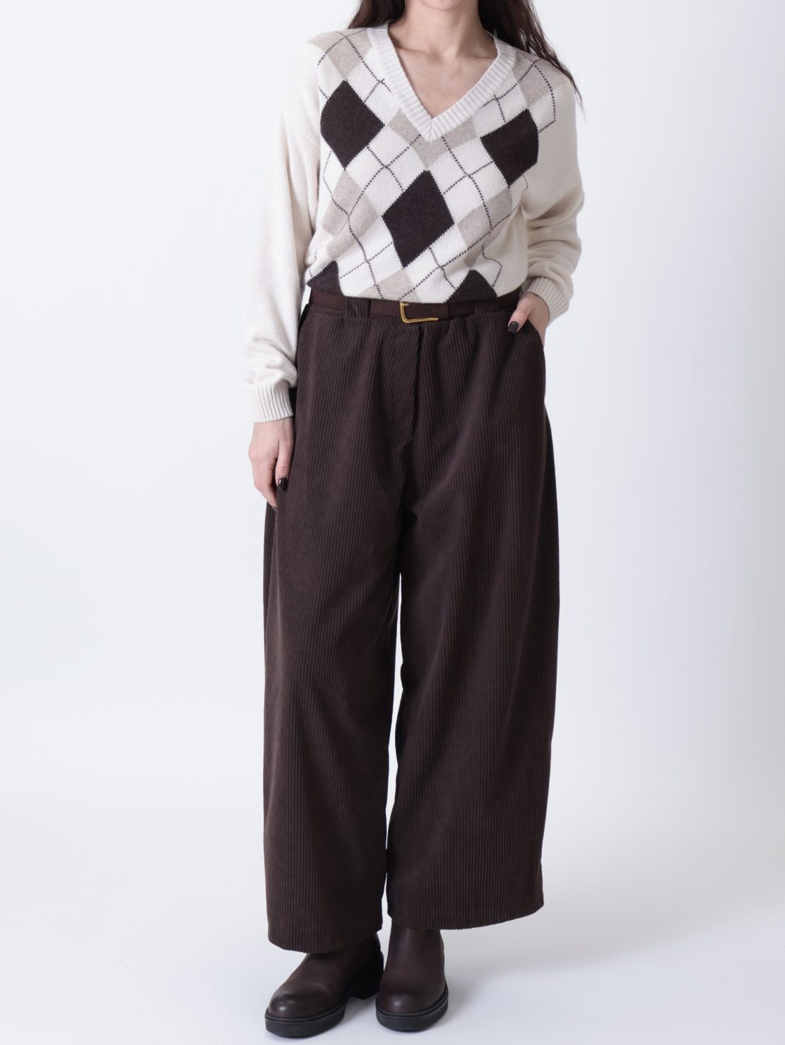 Pantalone culotte velluto moro