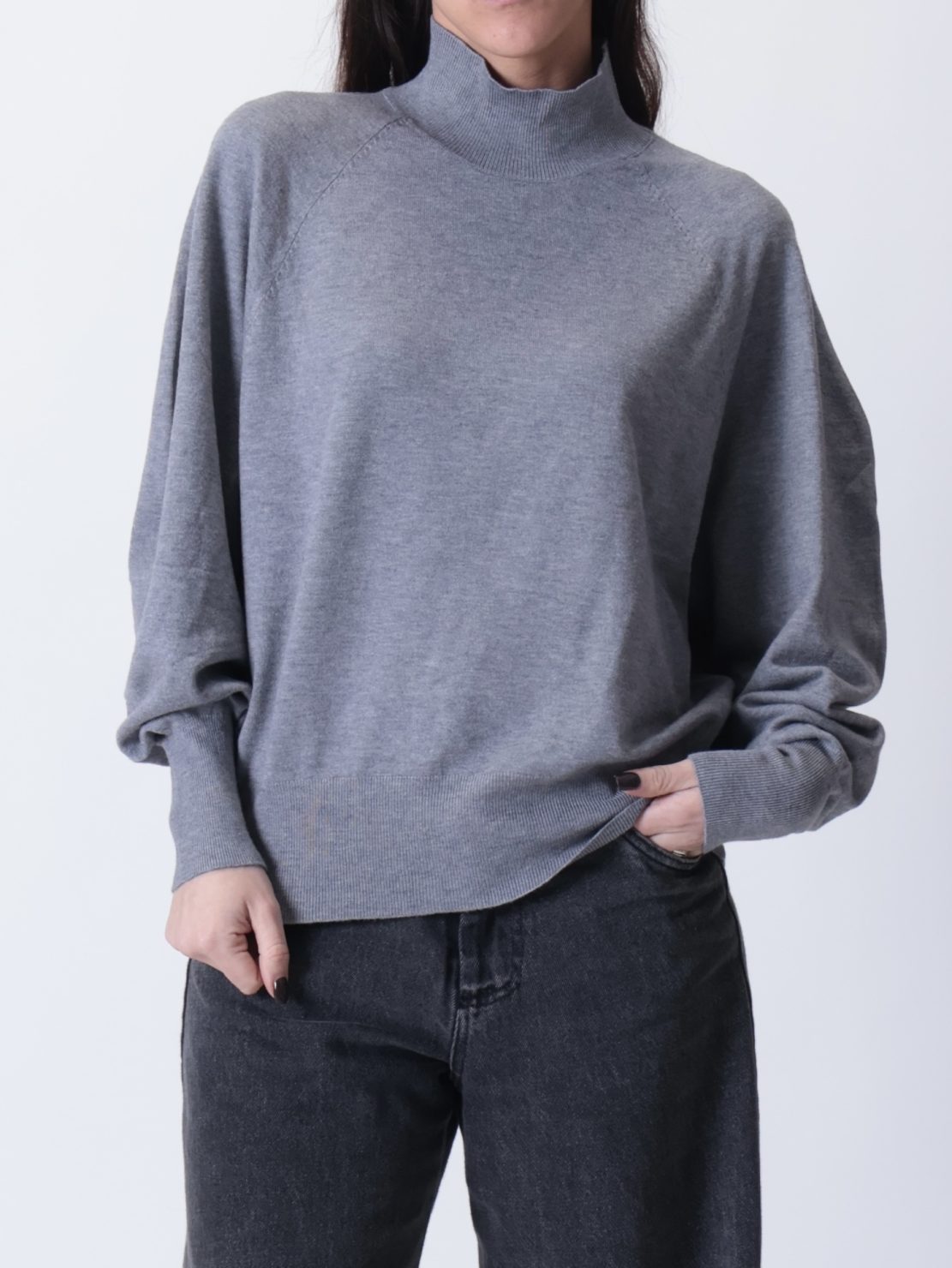 Maglia collo cratere grigio