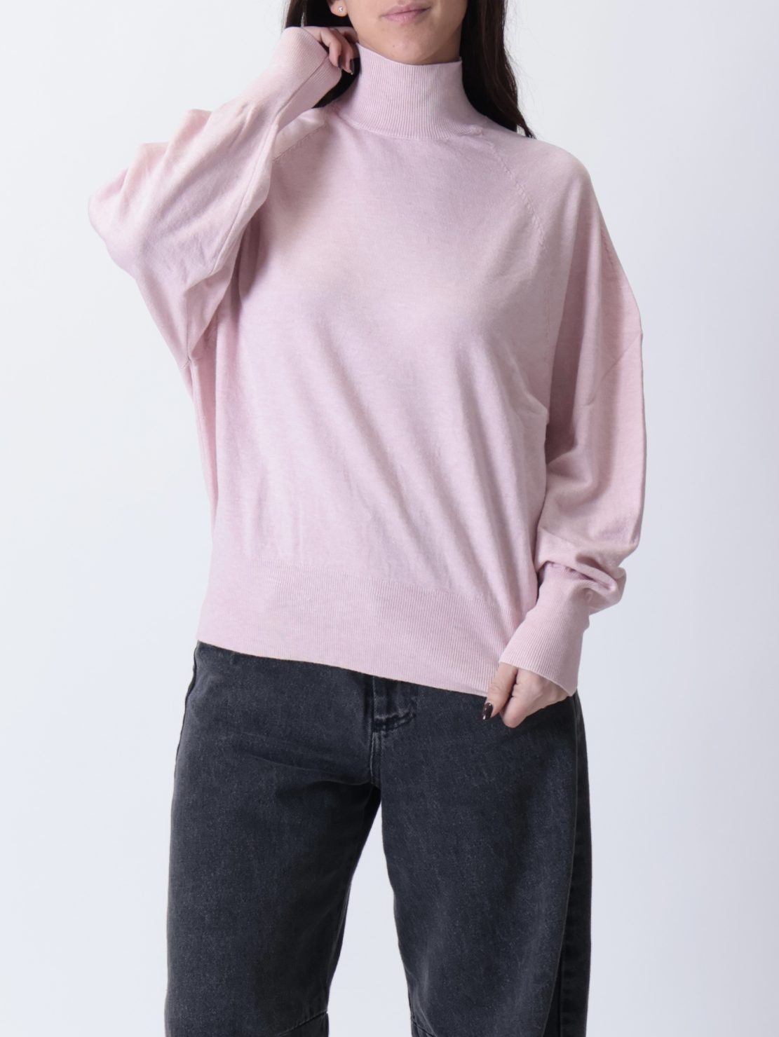 Maglia collo cratere cipria