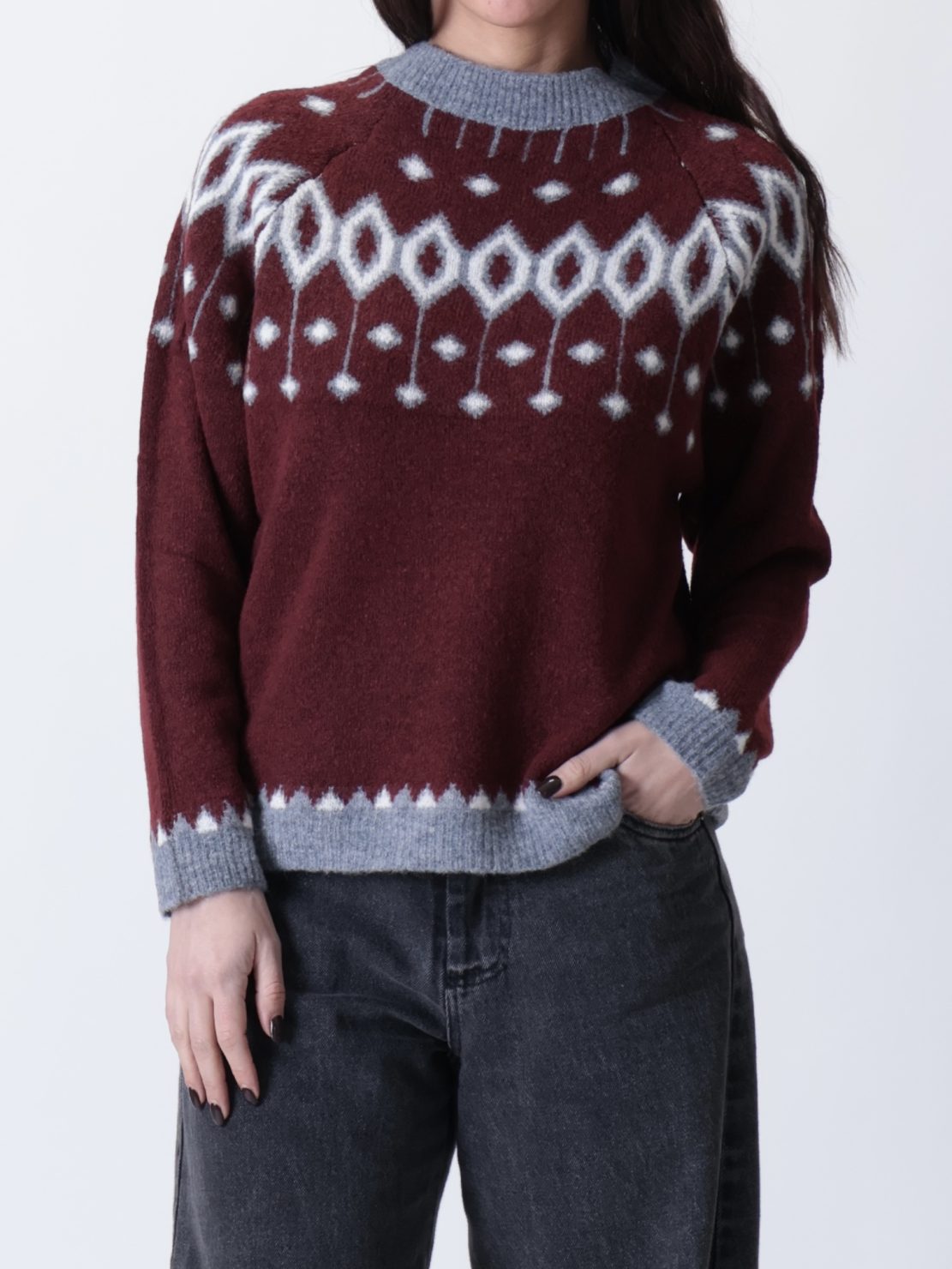 Maglione norvegese bordeaux