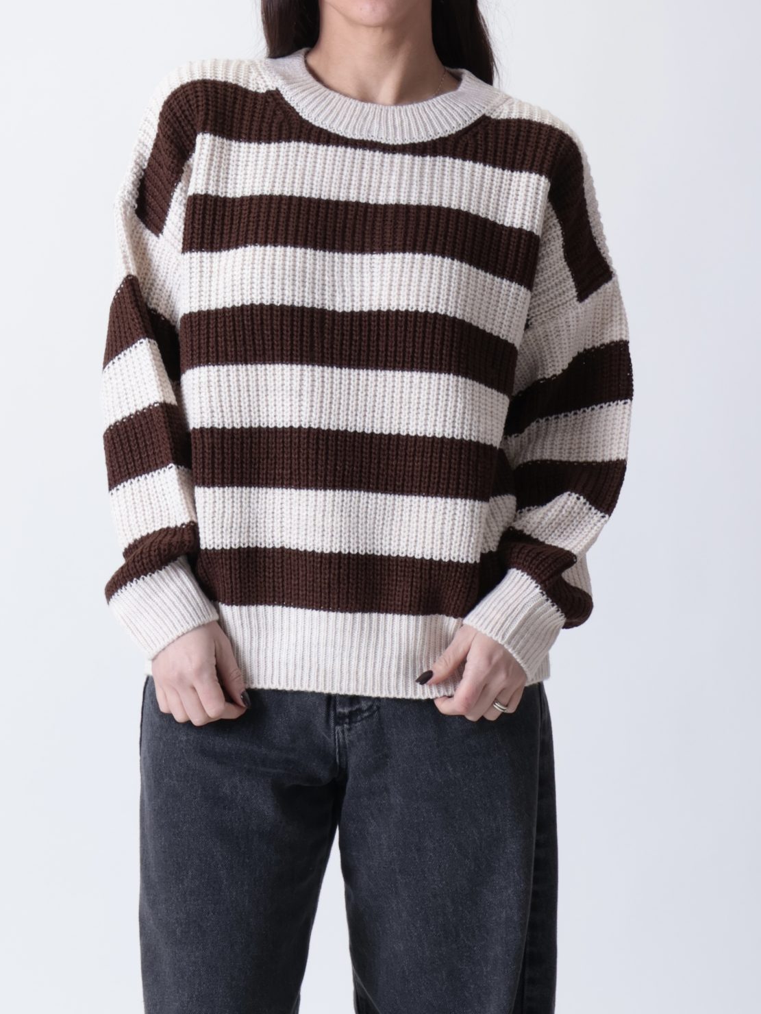 Pullover rigato moro/crema