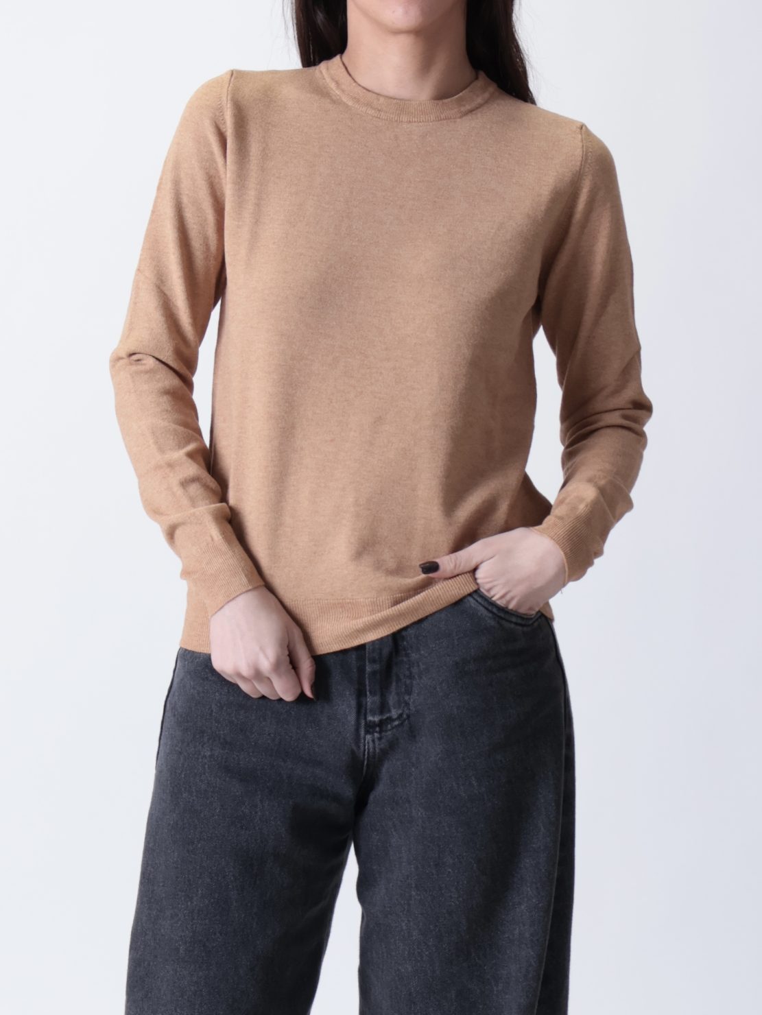 Pull giro slim cammello