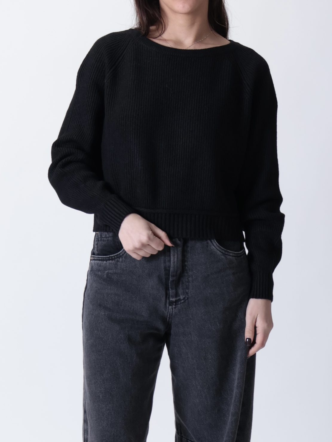 Pull crop costine nero