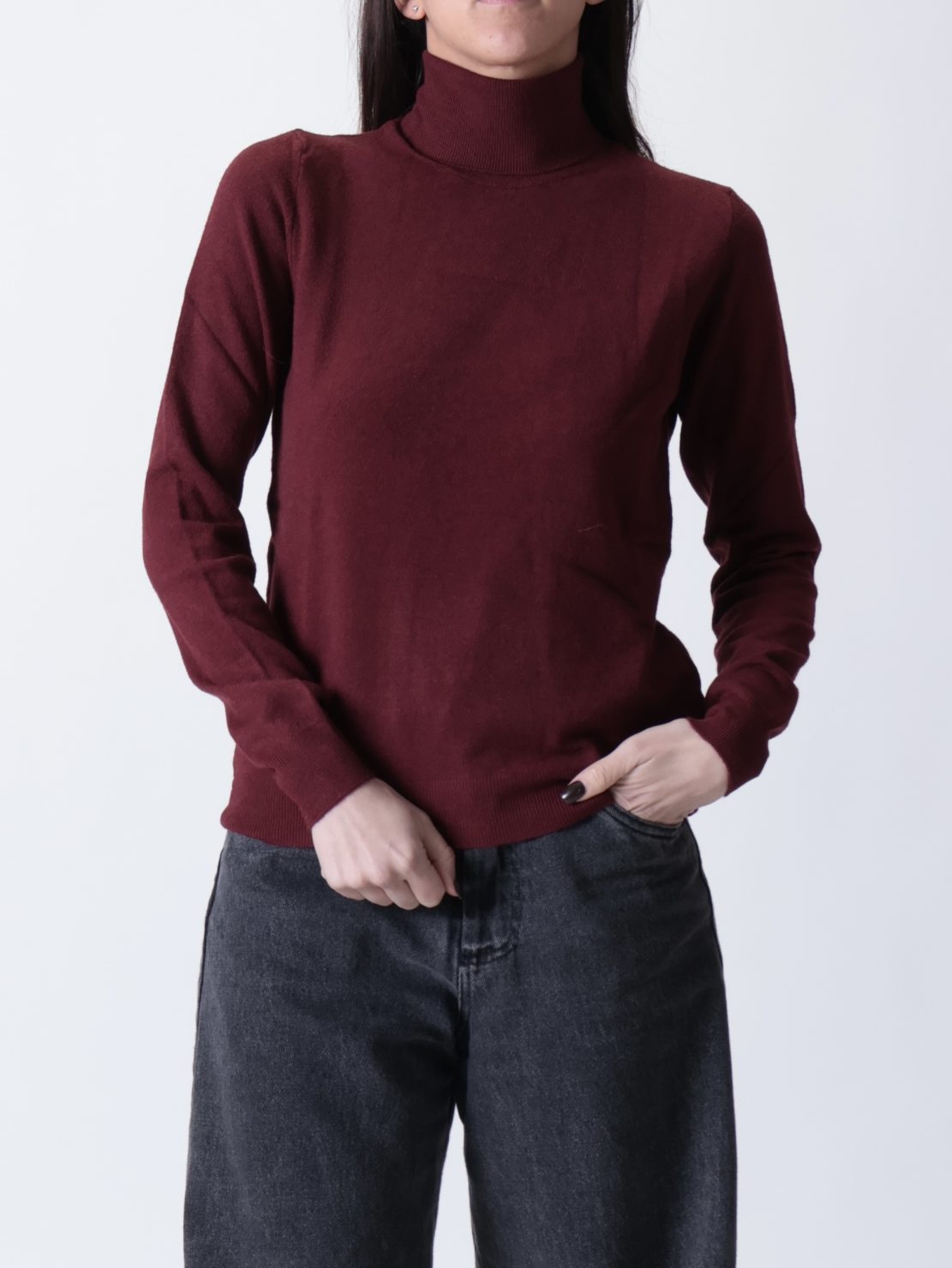 Maglioncino collo alto bordeaux