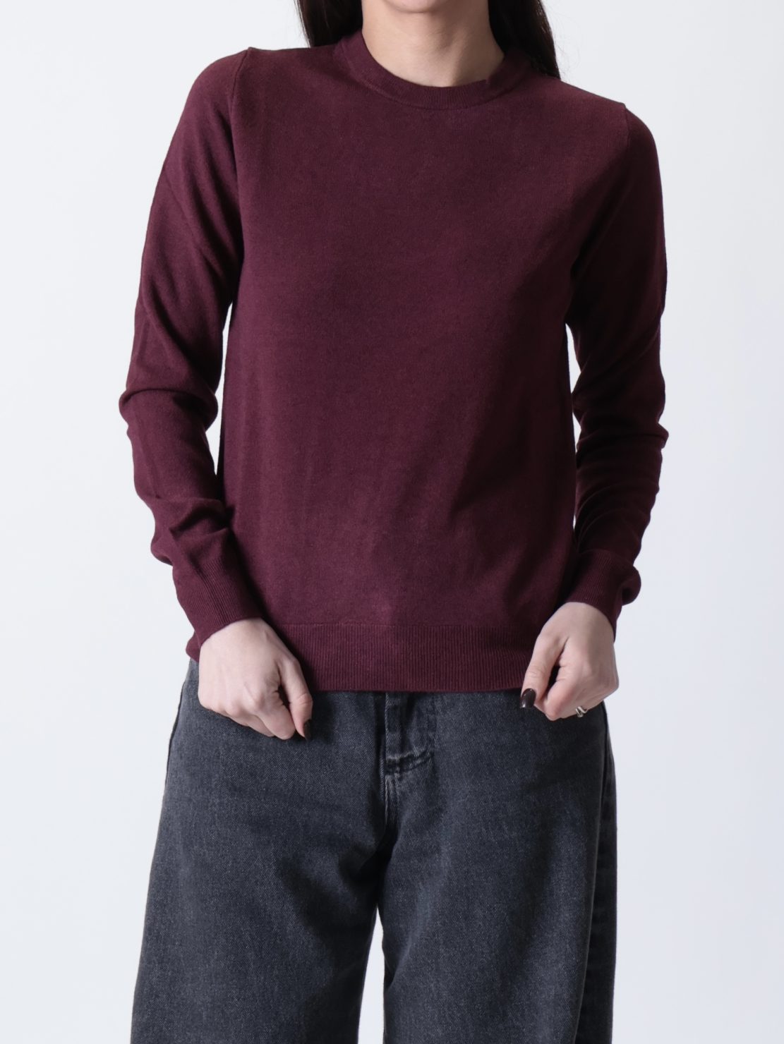 Pull giro slim bordeaux