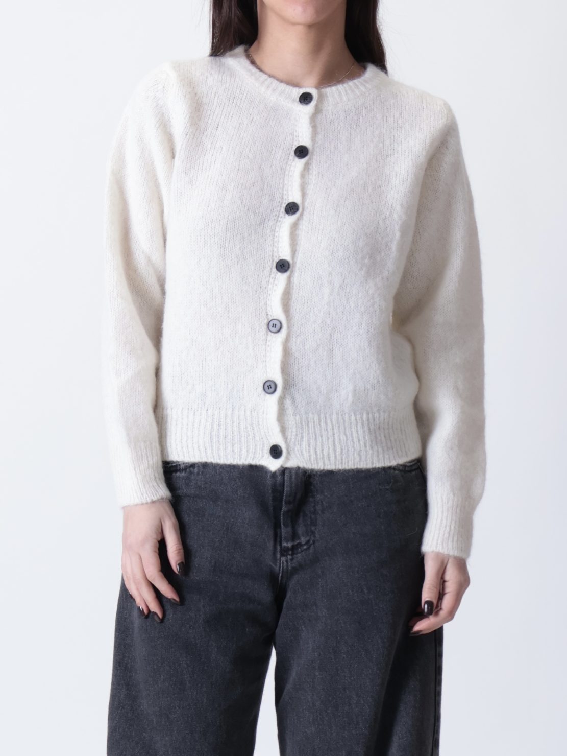 Cardigan bottoni panna