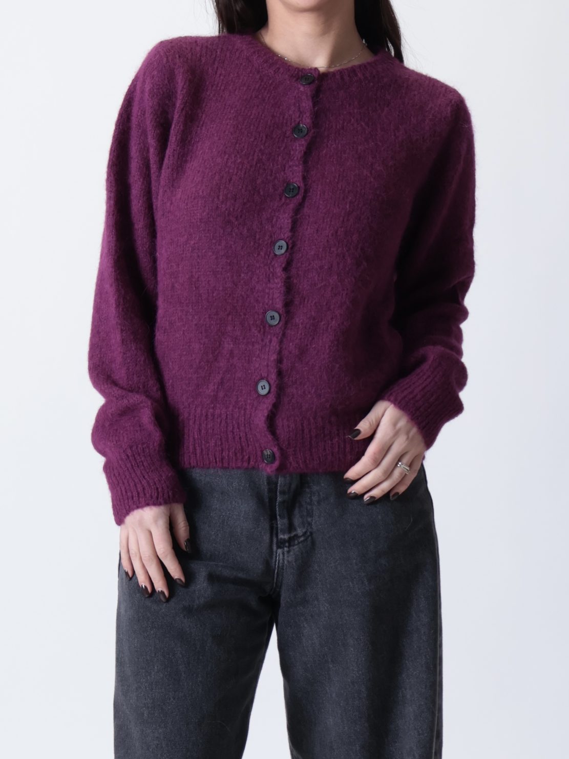 Cardigan bottoni ciclamino