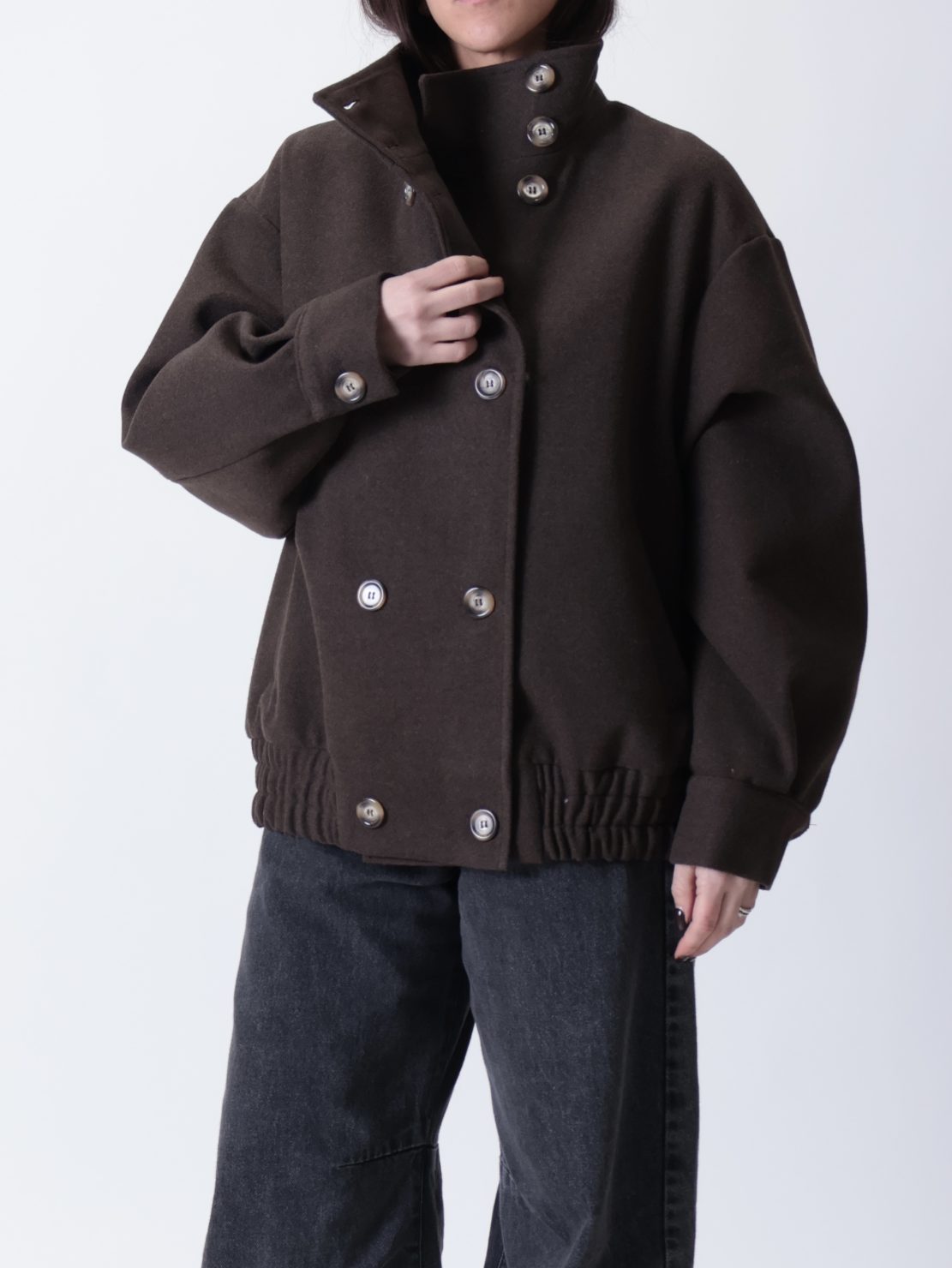Cappotto bomber collo alto moro
