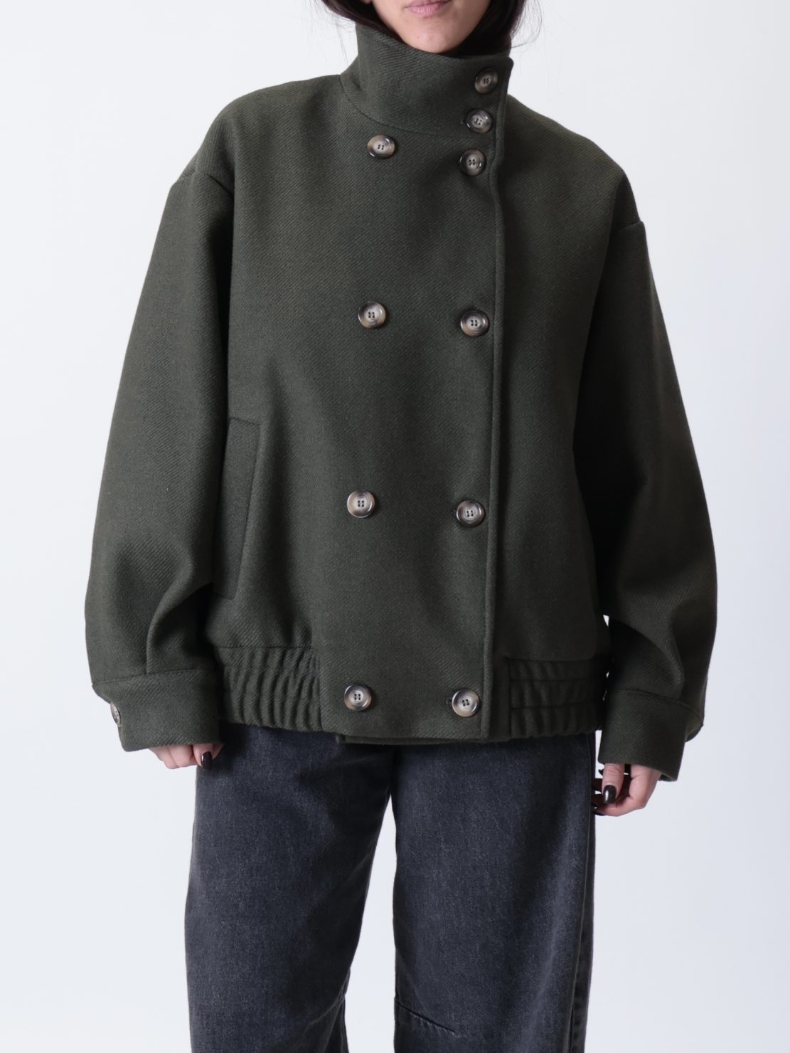 Cappotto bomber collo alto militare