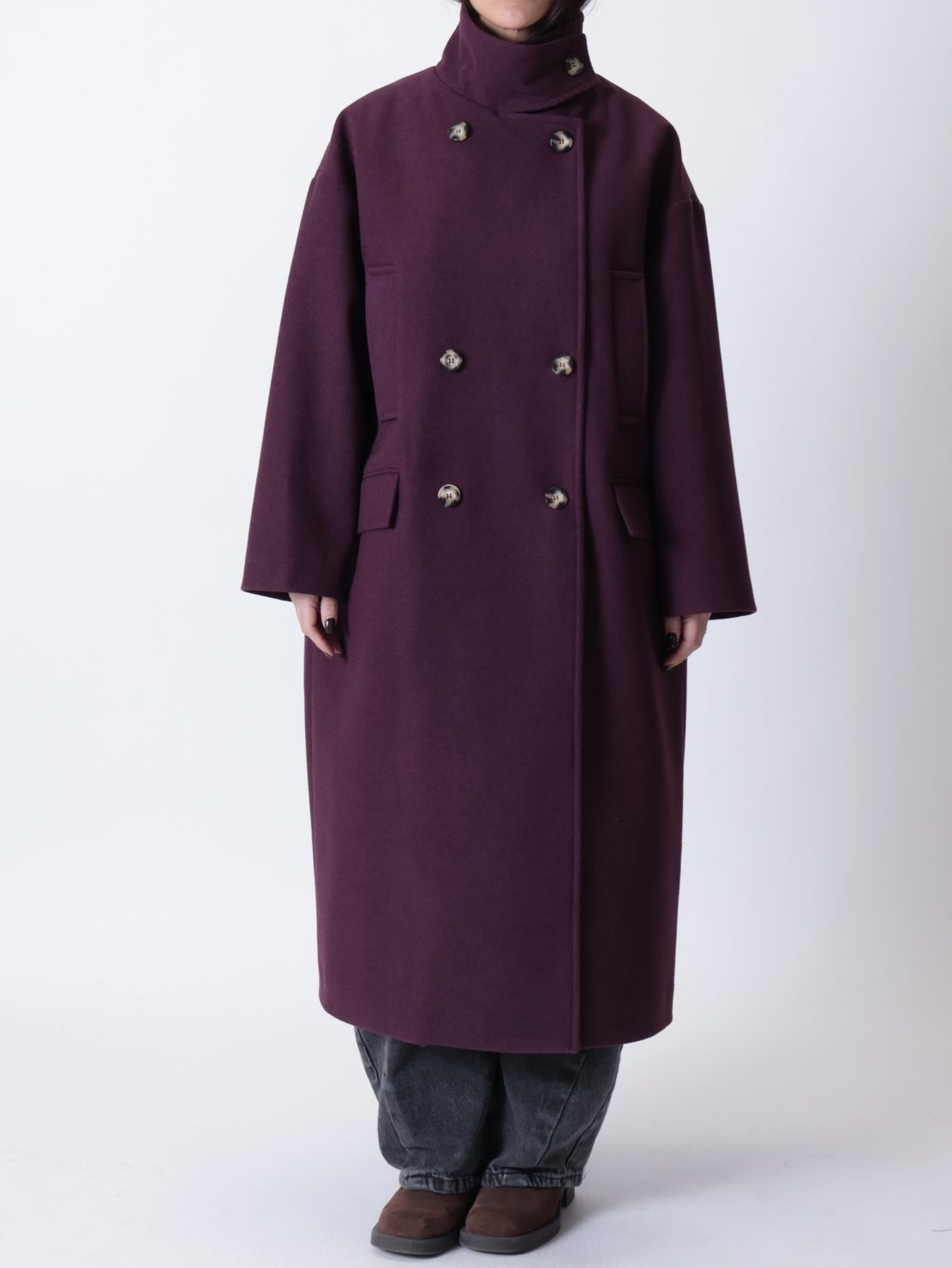 Cappotto collo alto bordeaux