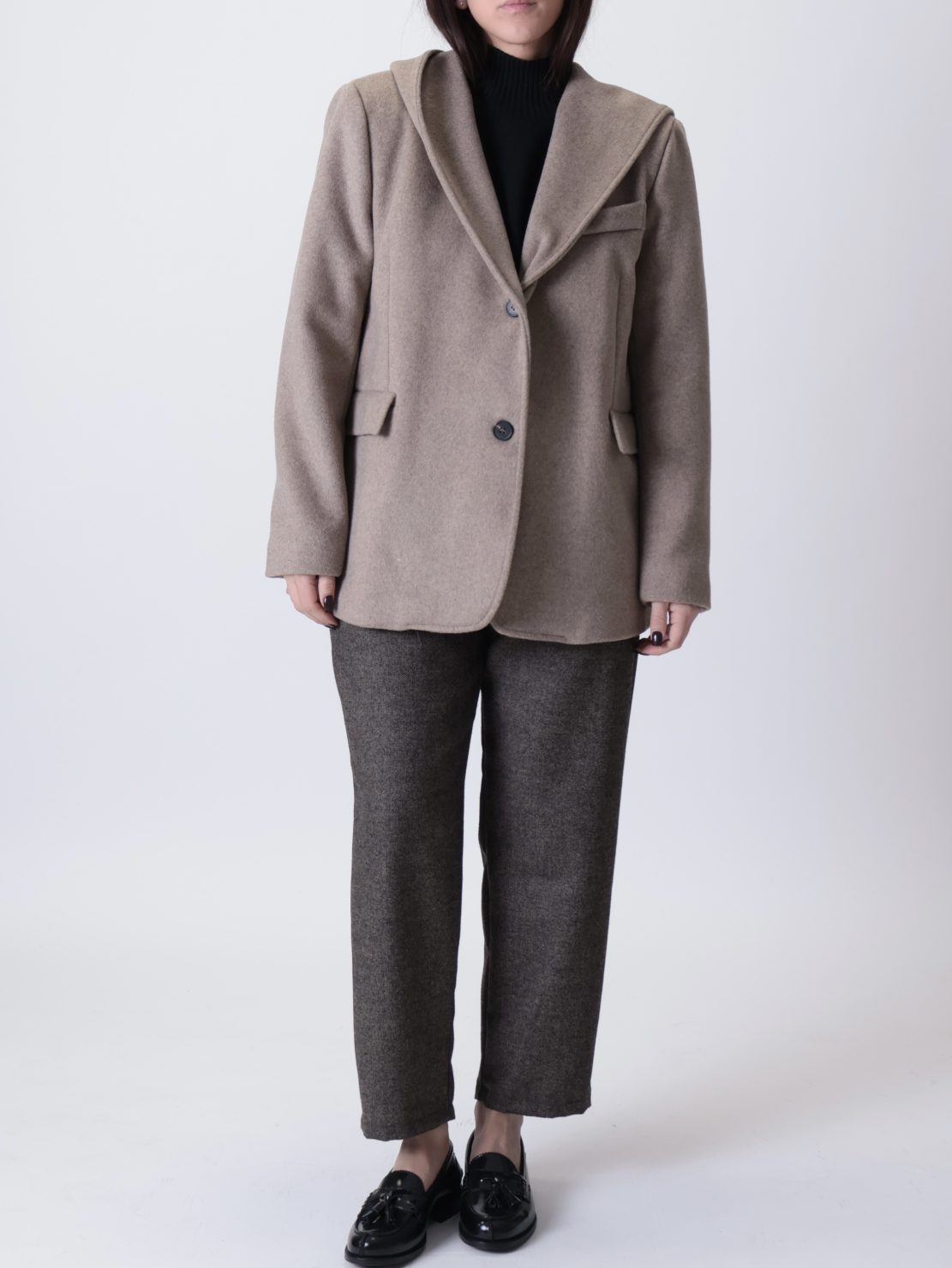 Giacca cappotto con cappuccio beige