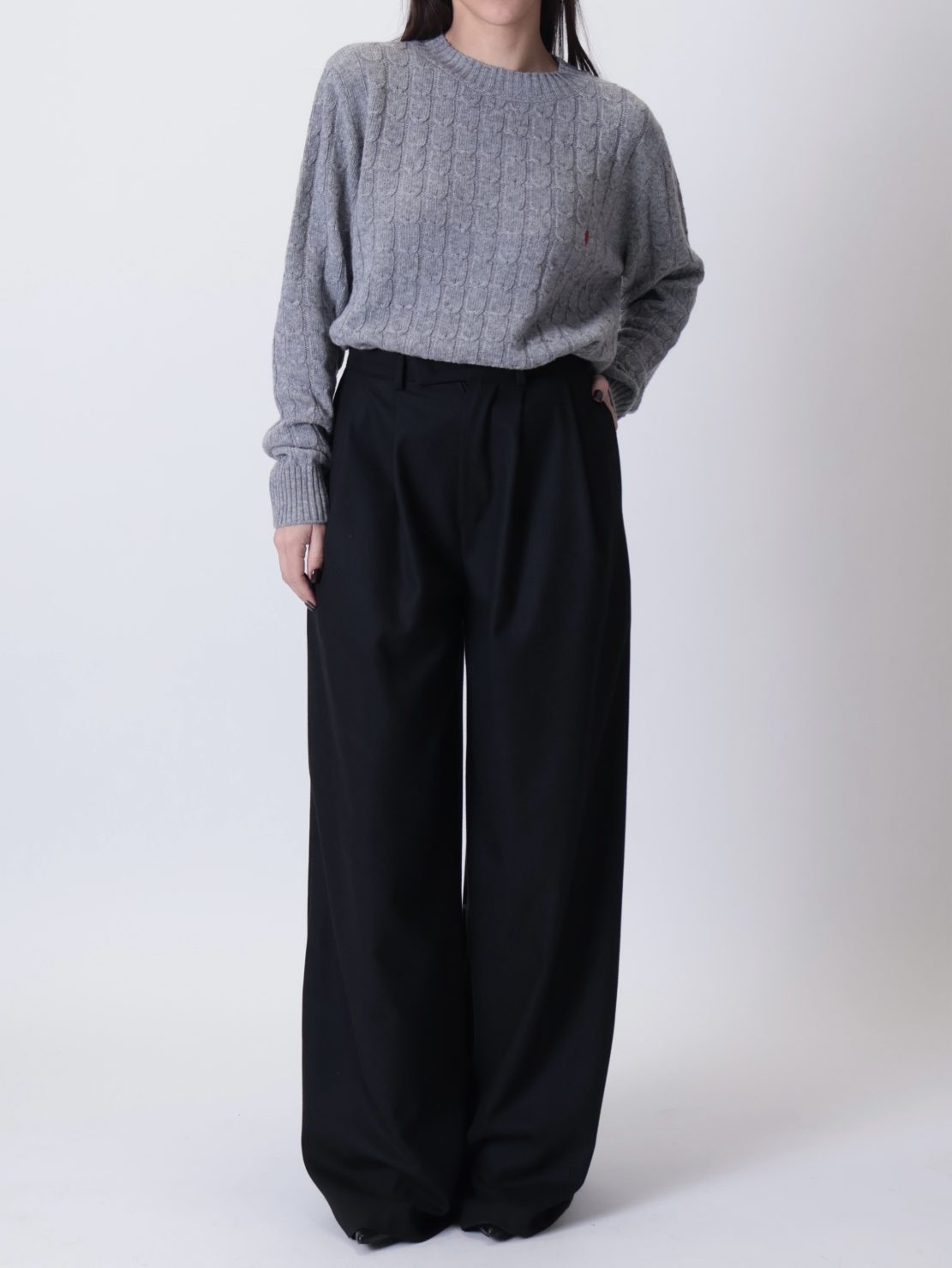 Pantalone palazzo doppia pinces nero