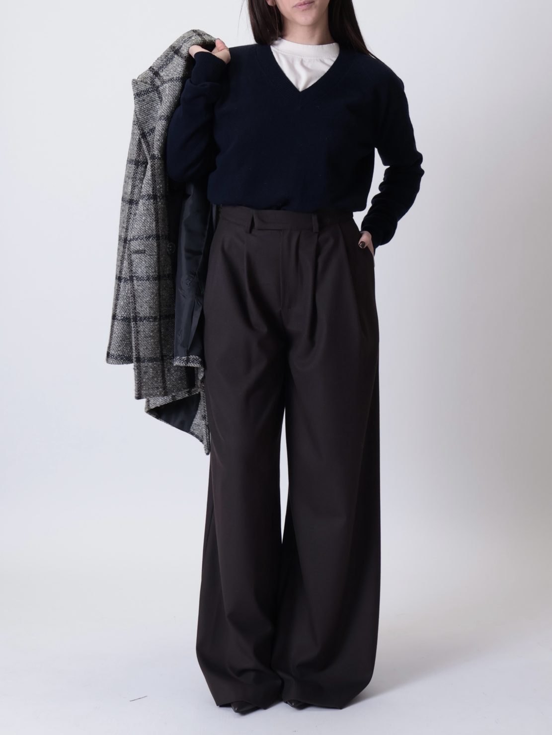 Pantalone palazzo doppia pinces moro