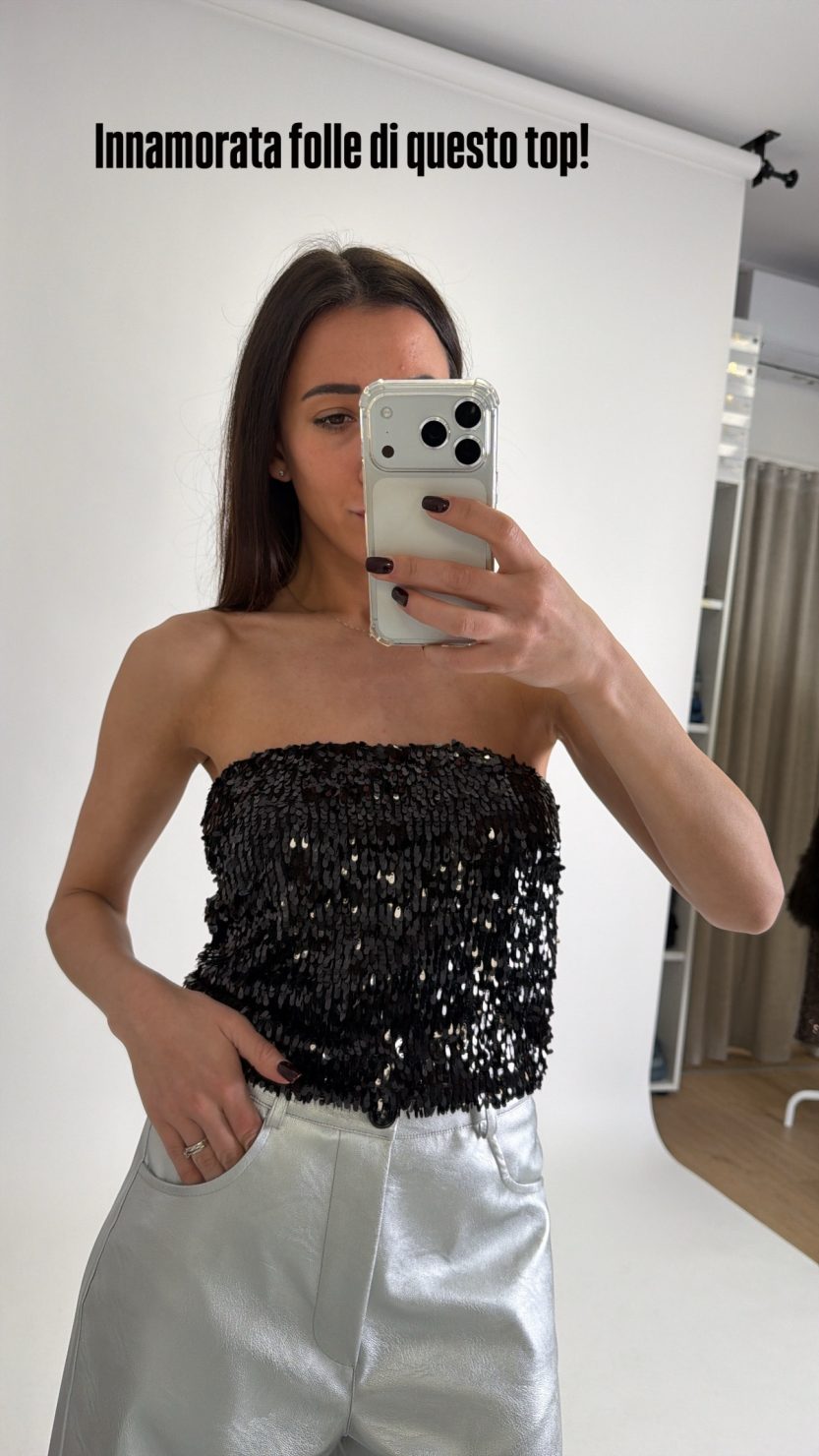 Top paillettes nero