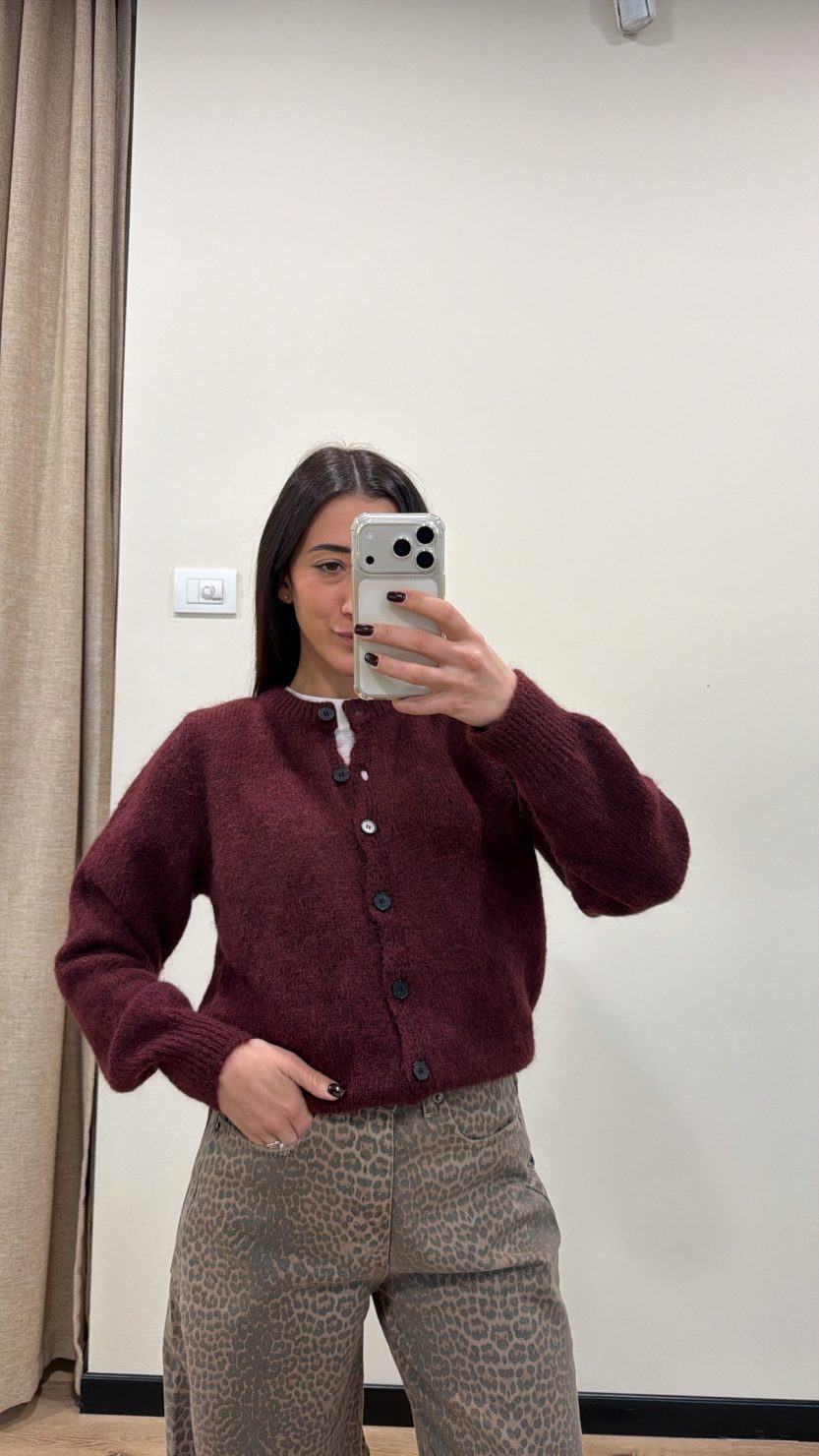 Cardigan bottoni vino