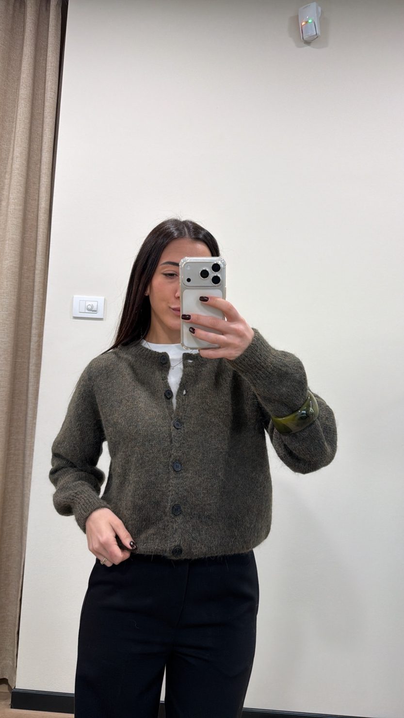 Cardigan bottoni militare