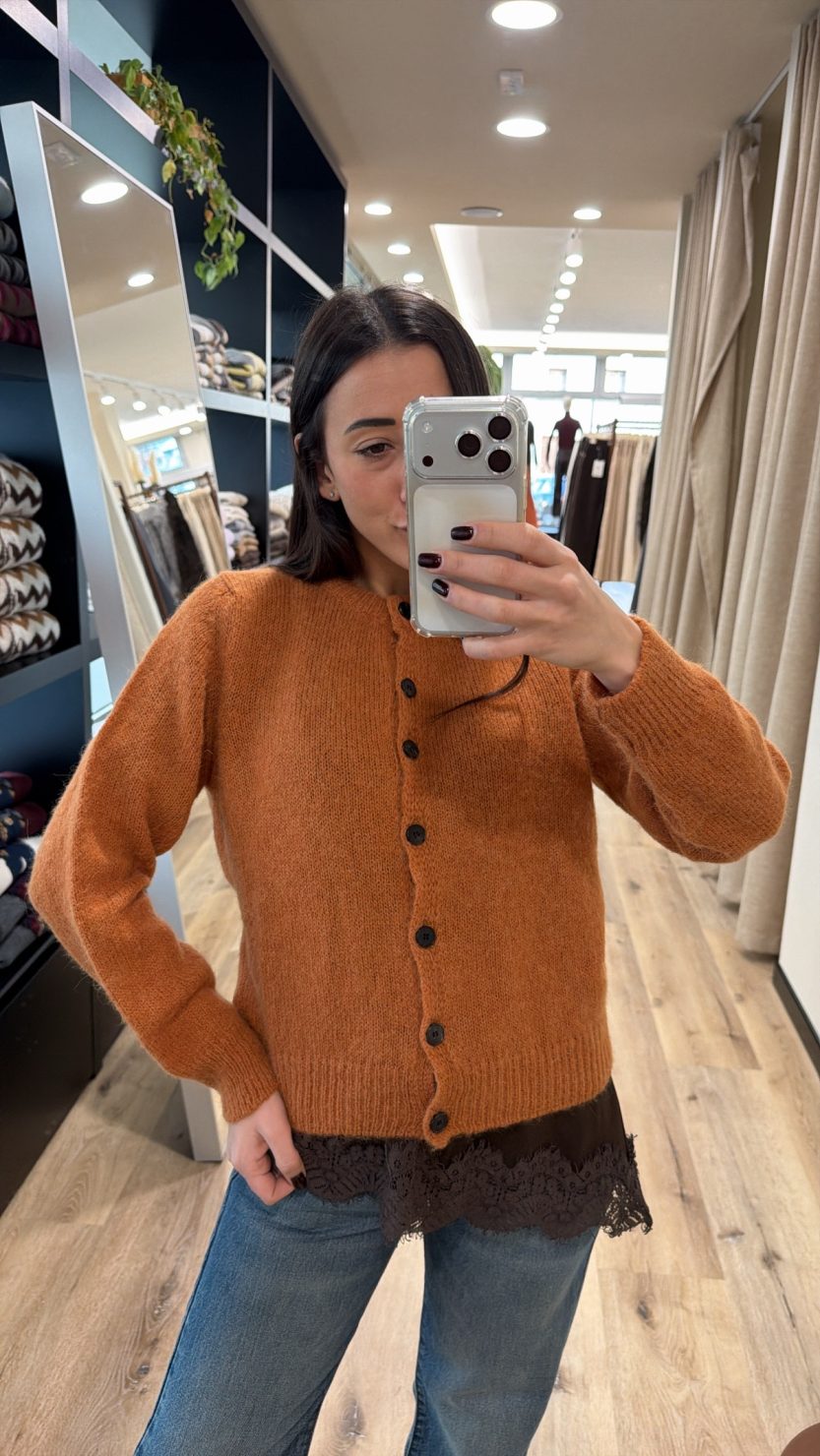 Cardigan bottoni cachi