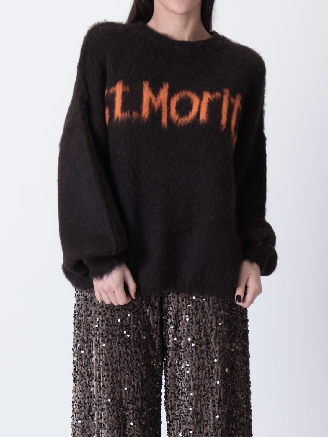 Maglione girocollo st.moritz moro/arancio