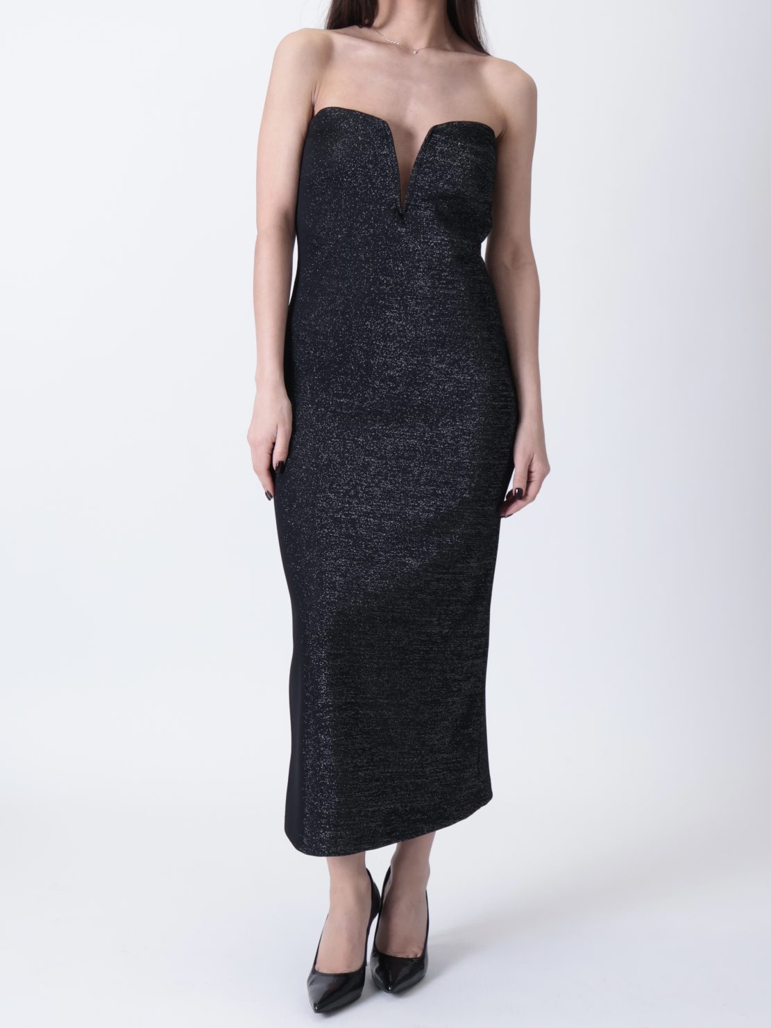 Abito midi scollo V  nero