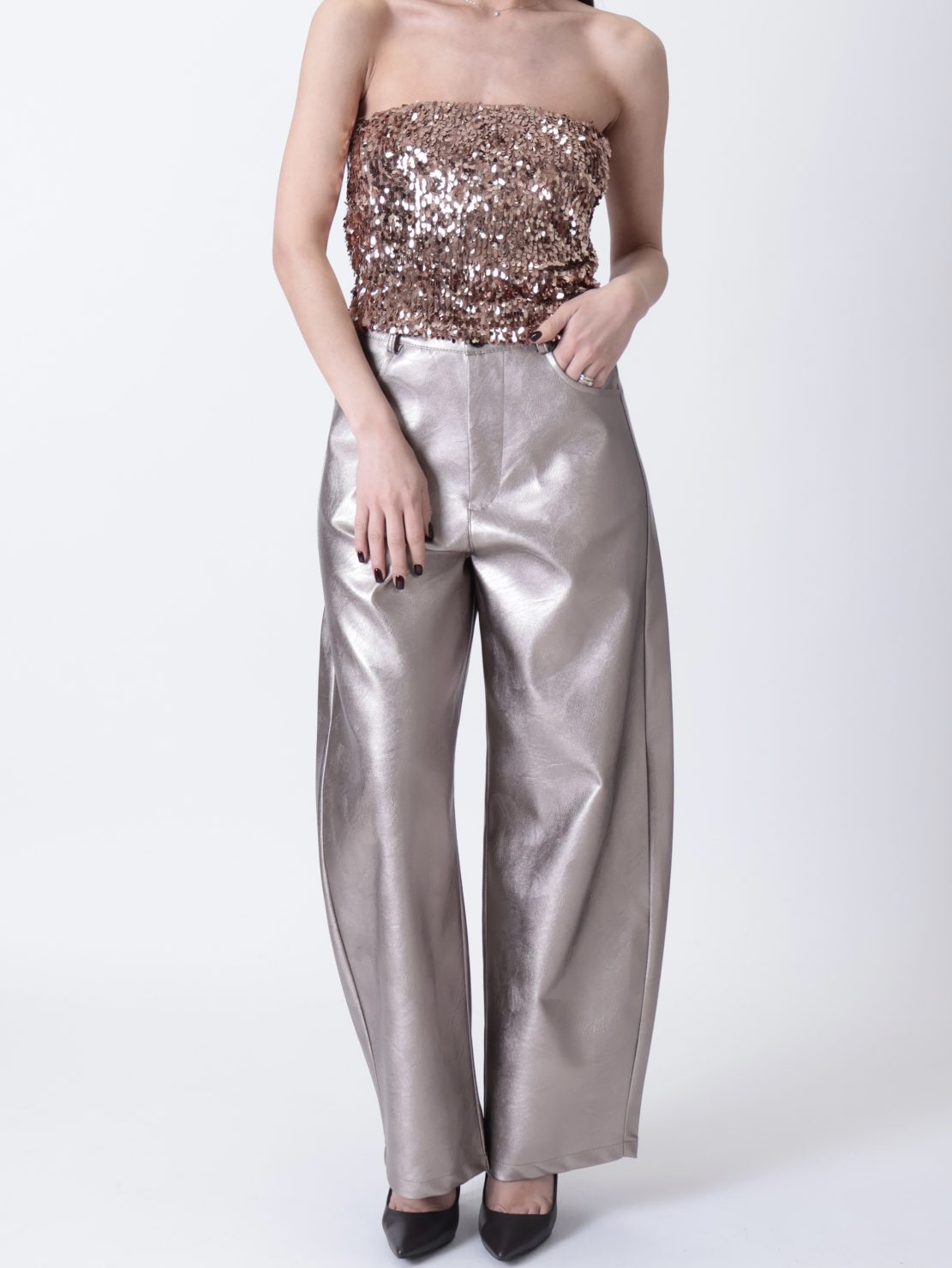 Top paillettes bronzo