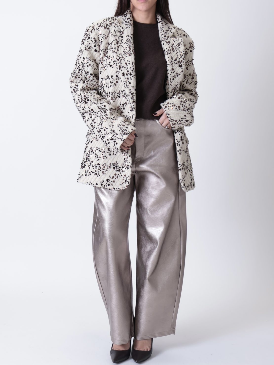 Giacca paillettes burro/bronzo