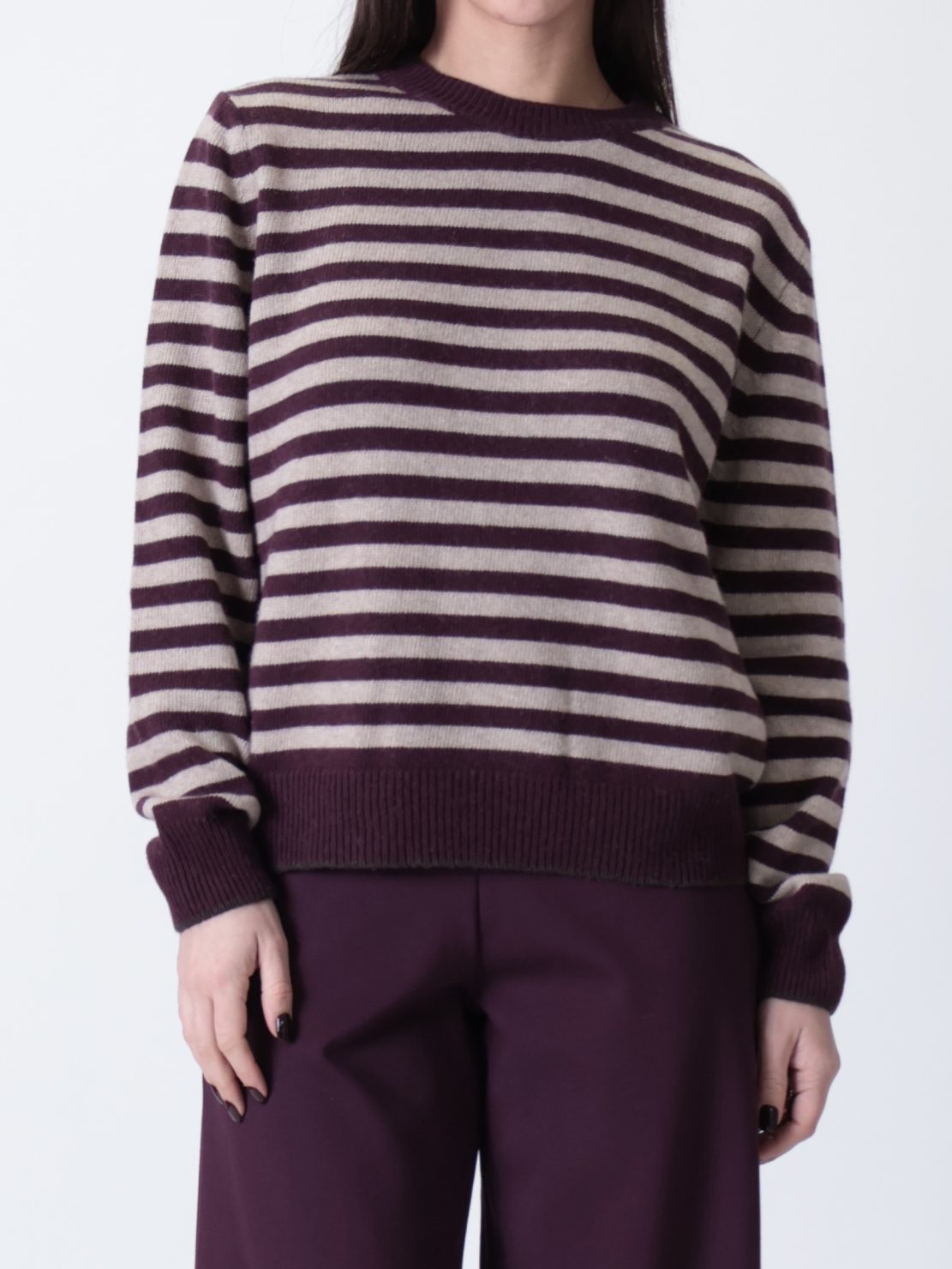 Pullover riga moro/bordeaux