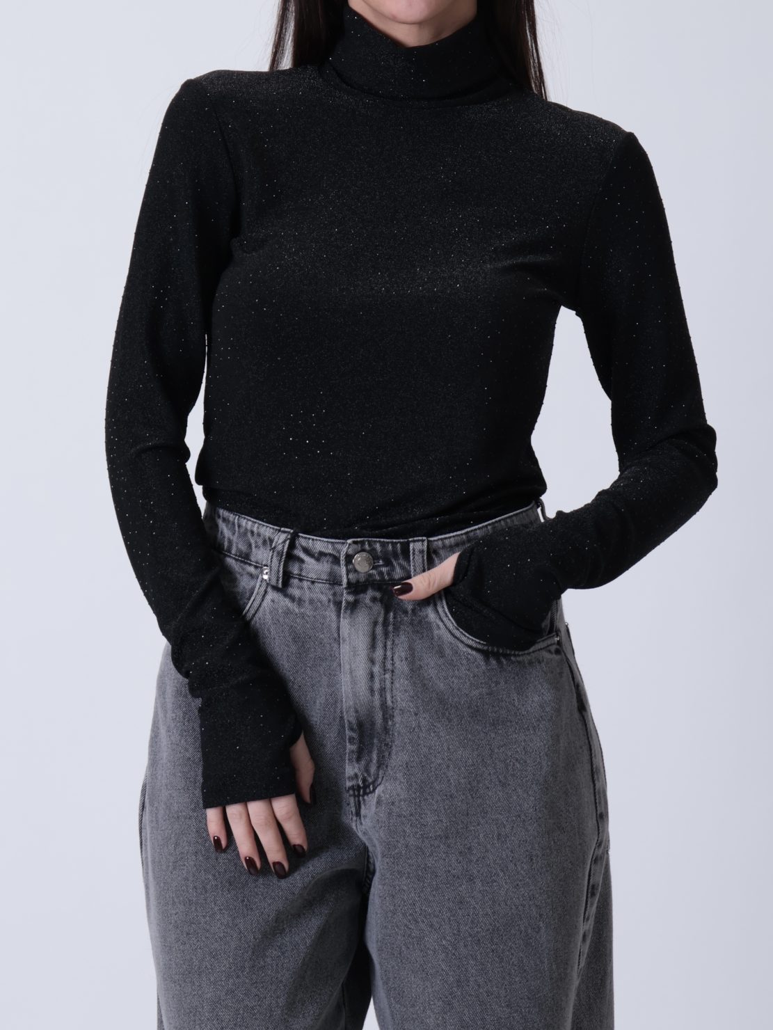 Dolcevita lurex con brillantini nera