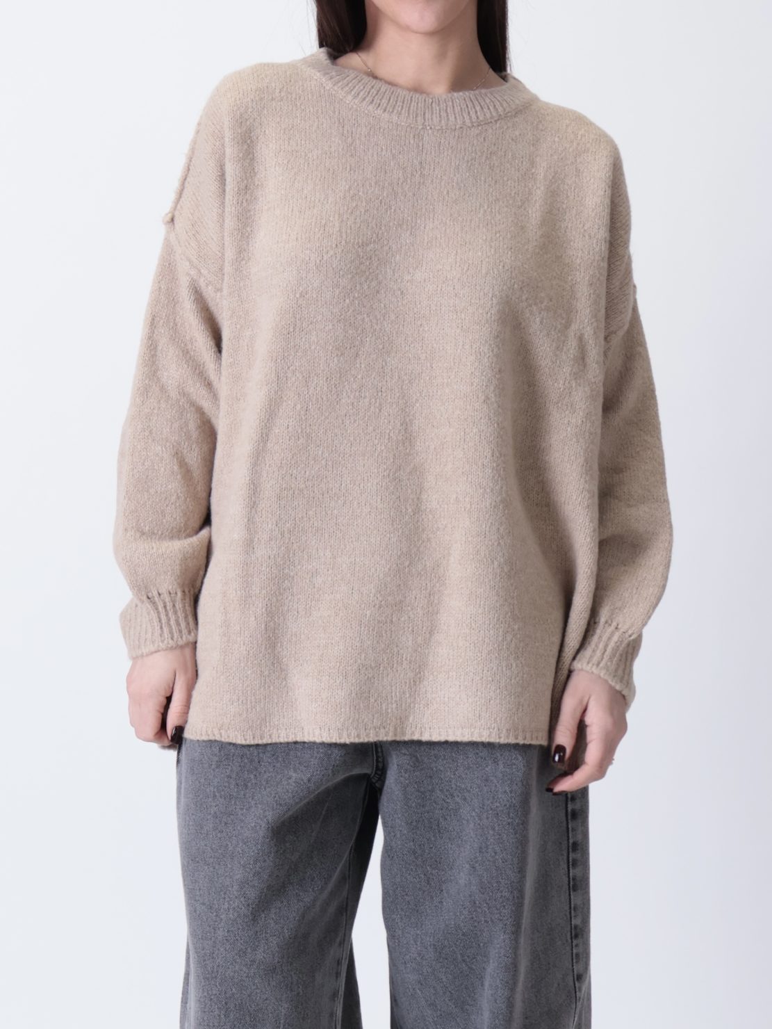 Maglione ampio tortora