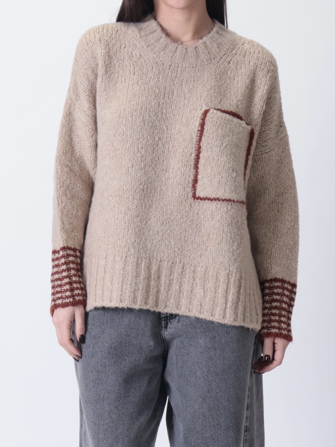 Maglione tasca tortora